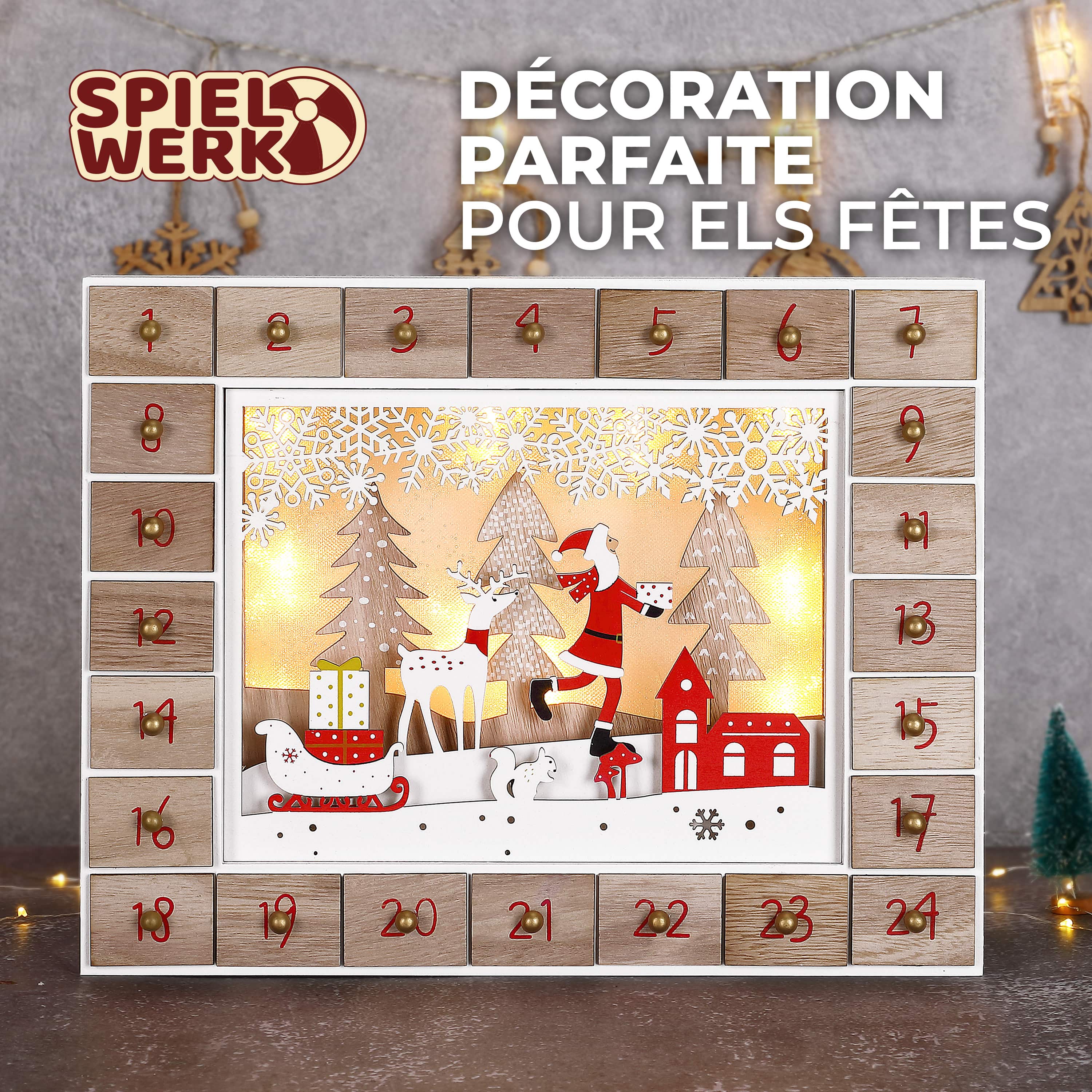Adventskalender\u0020Kerstman\u0020Hout\u0020LED Adventskalender\u0020Kerstman\u0020Hout\u0020LED