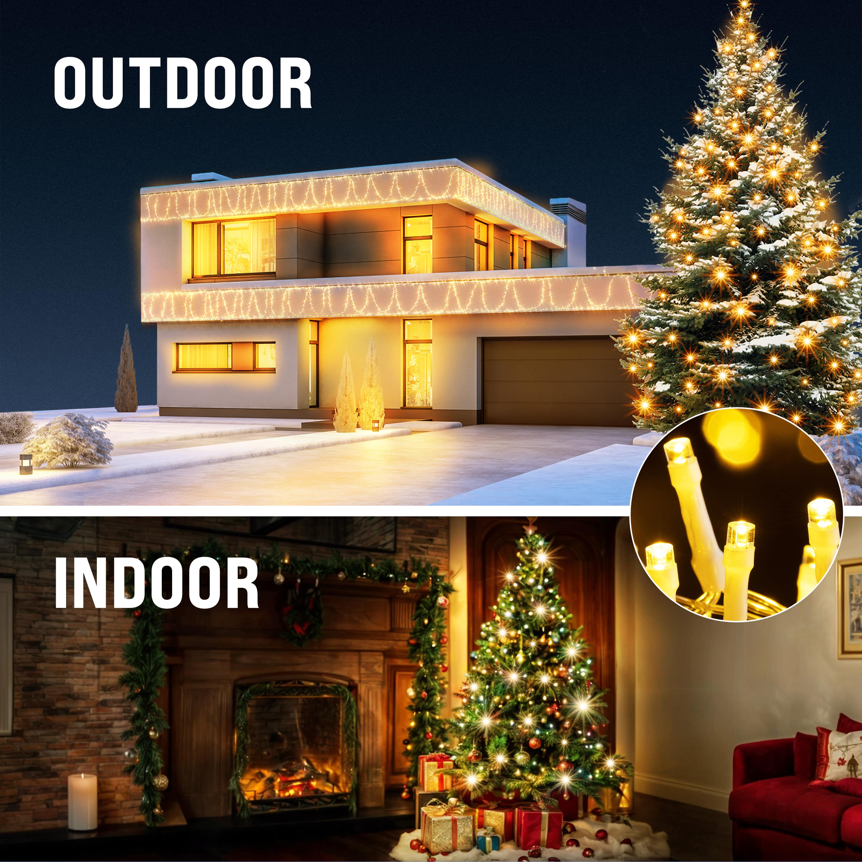 Kerstverlichting\u0020Warm\u0020Wit\u002040m\u0020transparant\u0020Afstandsbediening