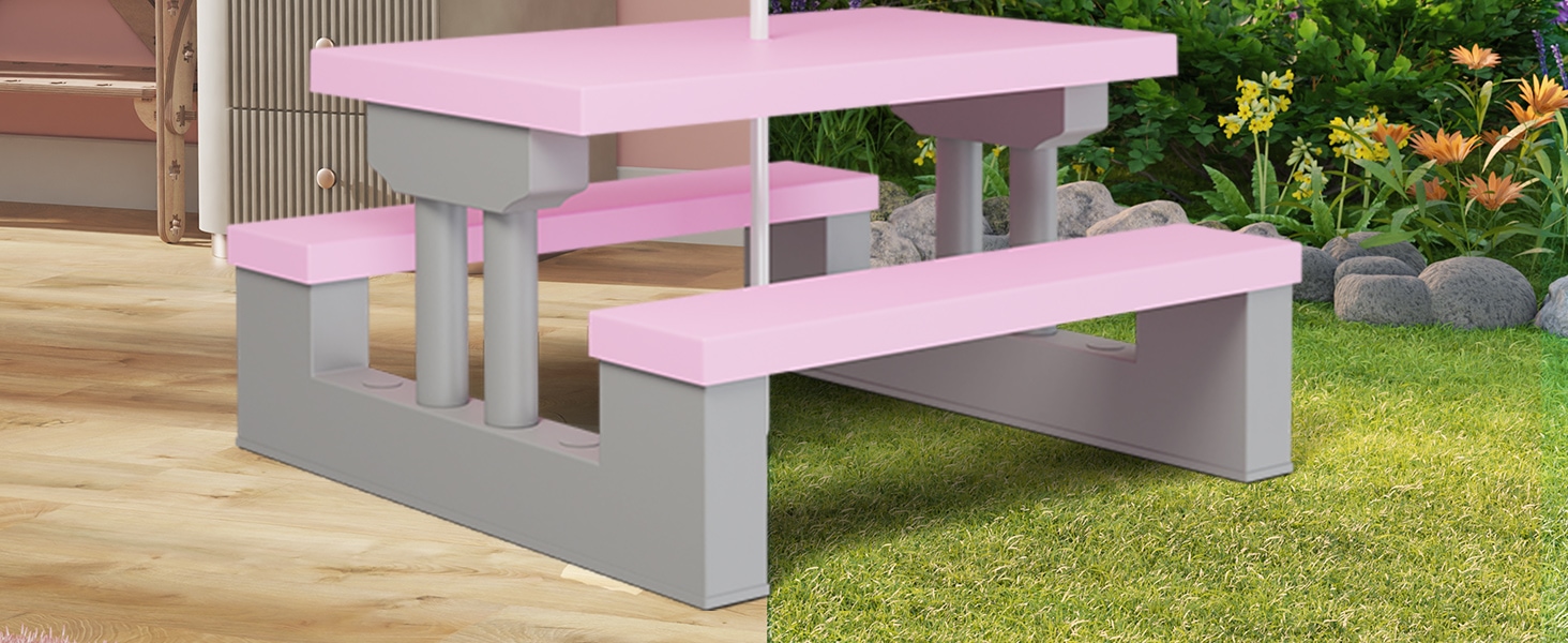 Picknicktafel\u0020voor\u0020Kinderen\u0020Roze\u0020met\u0020Parasol