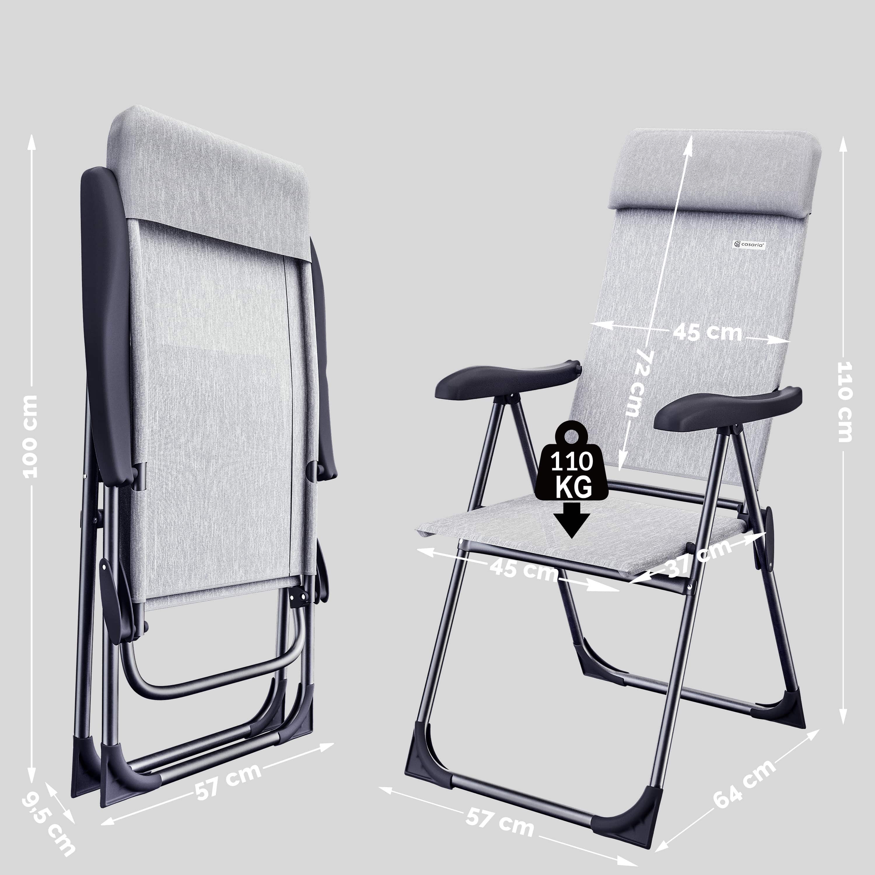 Tuinstoel\u0020met\u0020Hoge\u0020Rugleuning\u00202\u0020Stuks\u0020Grijs\u002Dmelange\u0020Aluminium