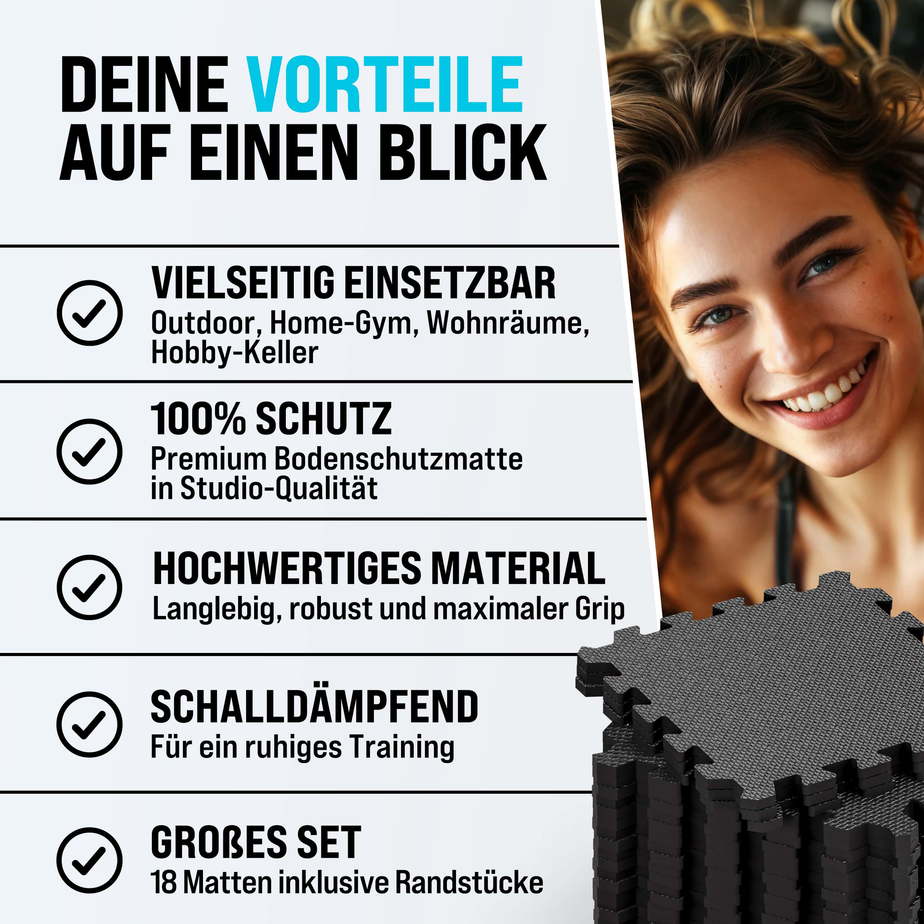 Vloerbescherming\u002Fpuzzelmat\u0020Set\u0020van\u002018\u0020Zwart\u0020175x88x1cm