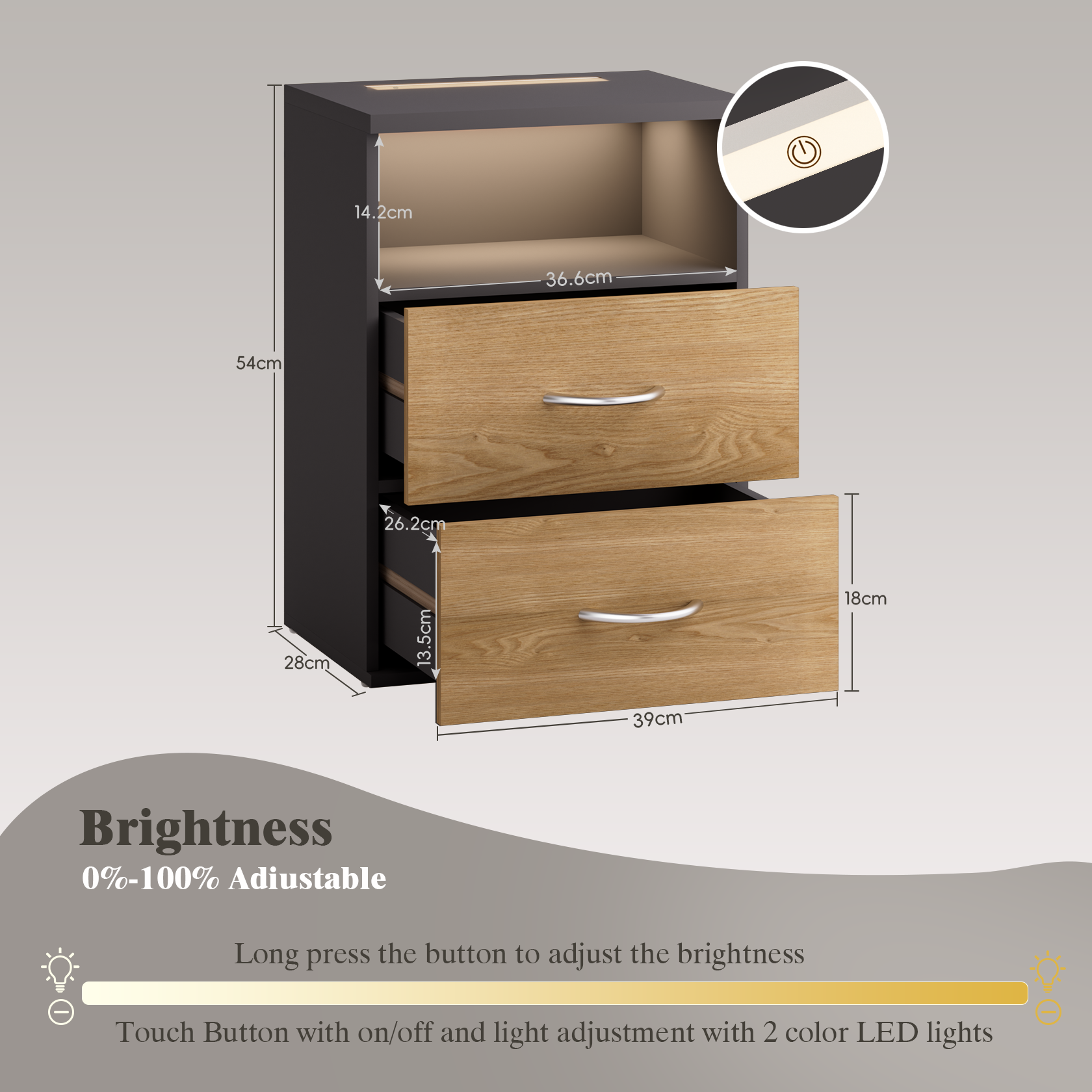 Nachtkastje\u0020Jamie\u0020Hout\u002FGrijs\u002055x40x28cm Nachtkastje\u0020Jamie\u0020Hout\u002FGrijs\u002055x40x28cm