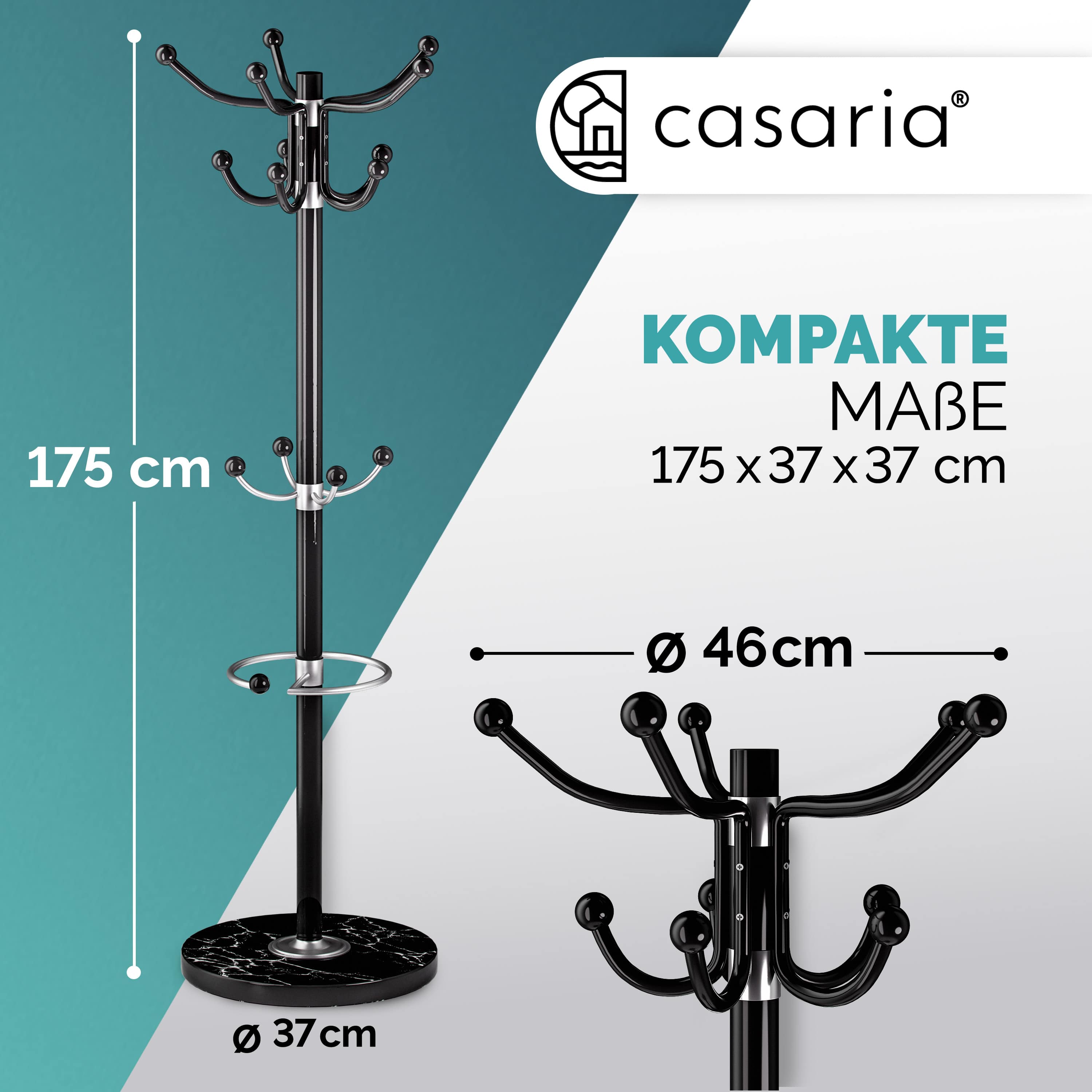 Kledingrek\u0020Zwart\u0020met\u0020marmeren\u0020voet\u0020173cm