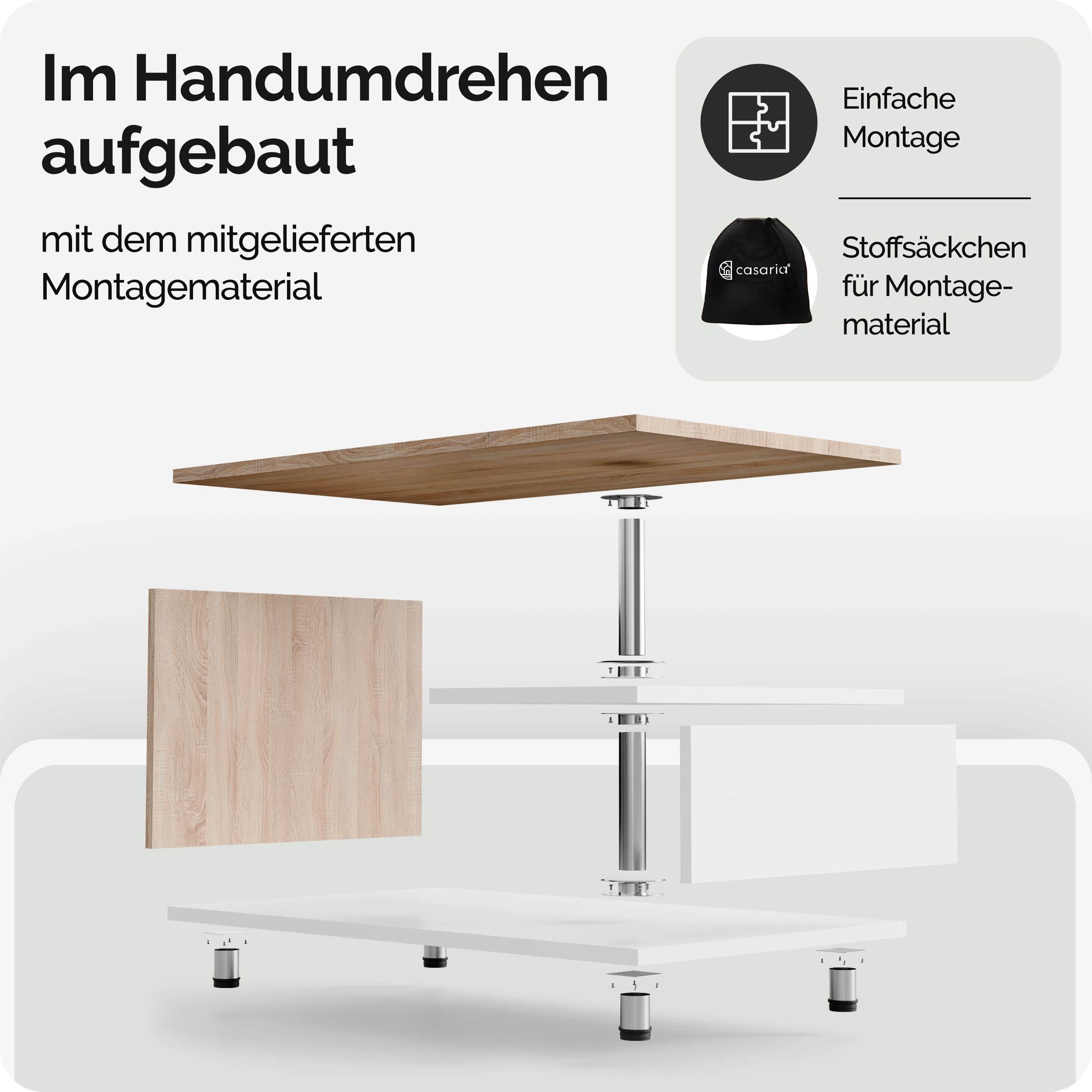 Salontafel\u0020Orlando\u0020Wit\u002FEik\u002095x55x50cm