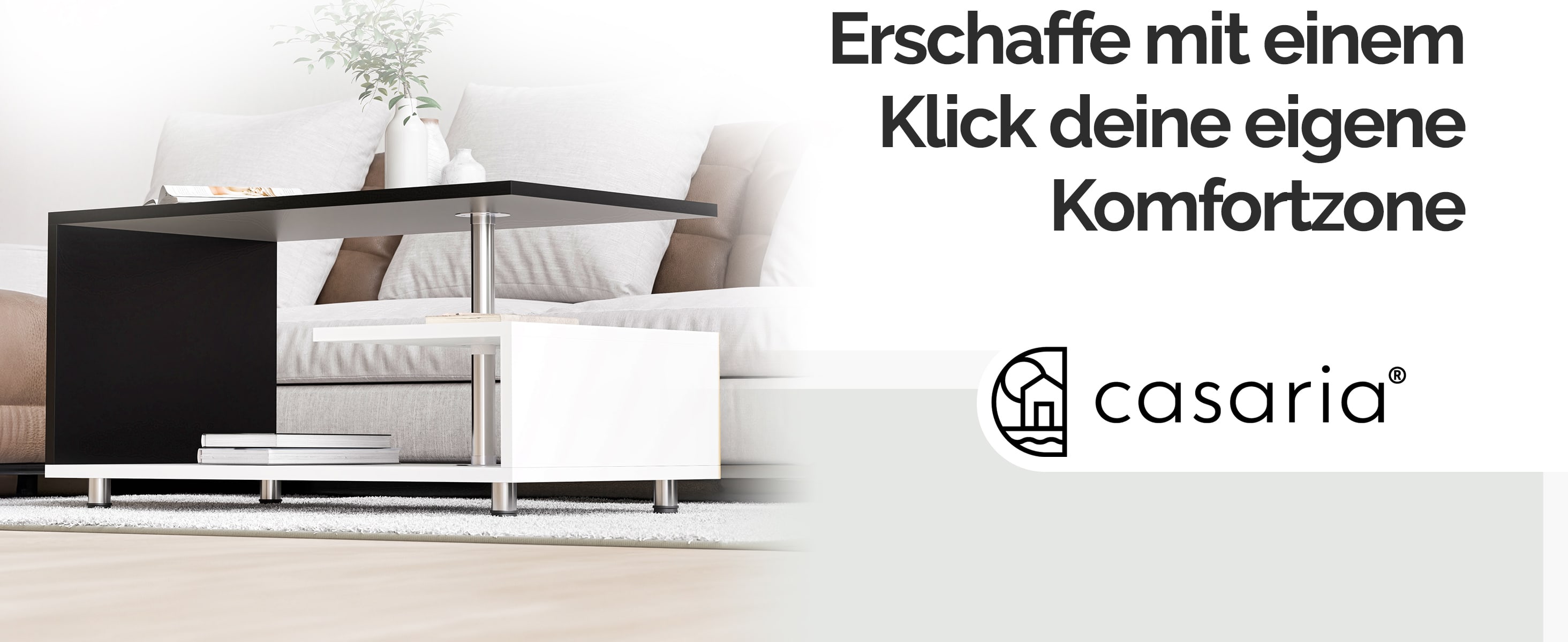 Salontafel\u0020Orlando\u0020Wit\u002FZwart\u002095x55x50cm