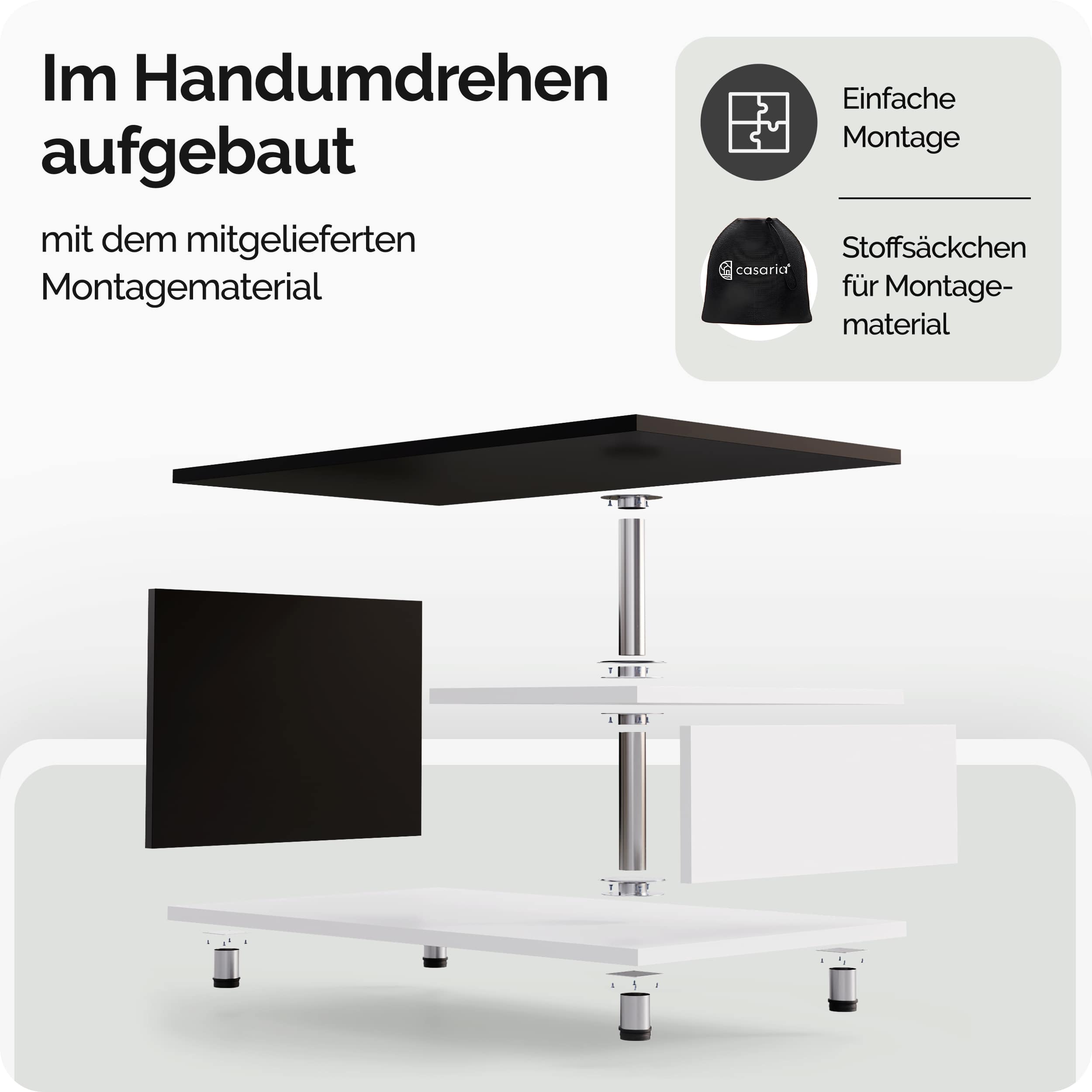 Salontafel\u0020Orlando\u0020Wit\u002FZwart\u002095x55x50cm