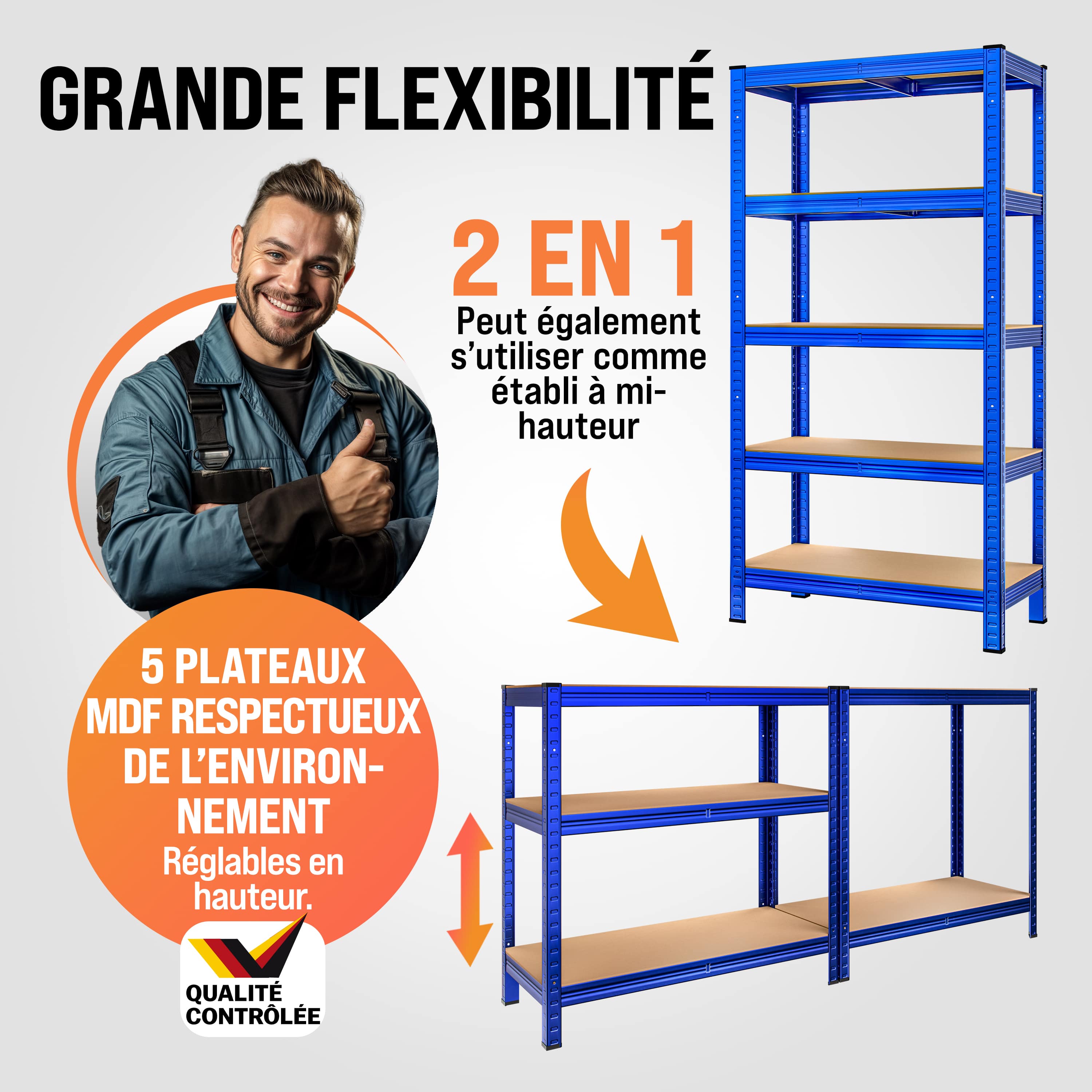 Stellingkast\u00202\u0020Stuks\u0020Blauw\u0020180x90x40cm\u0020tot\u0020875kg