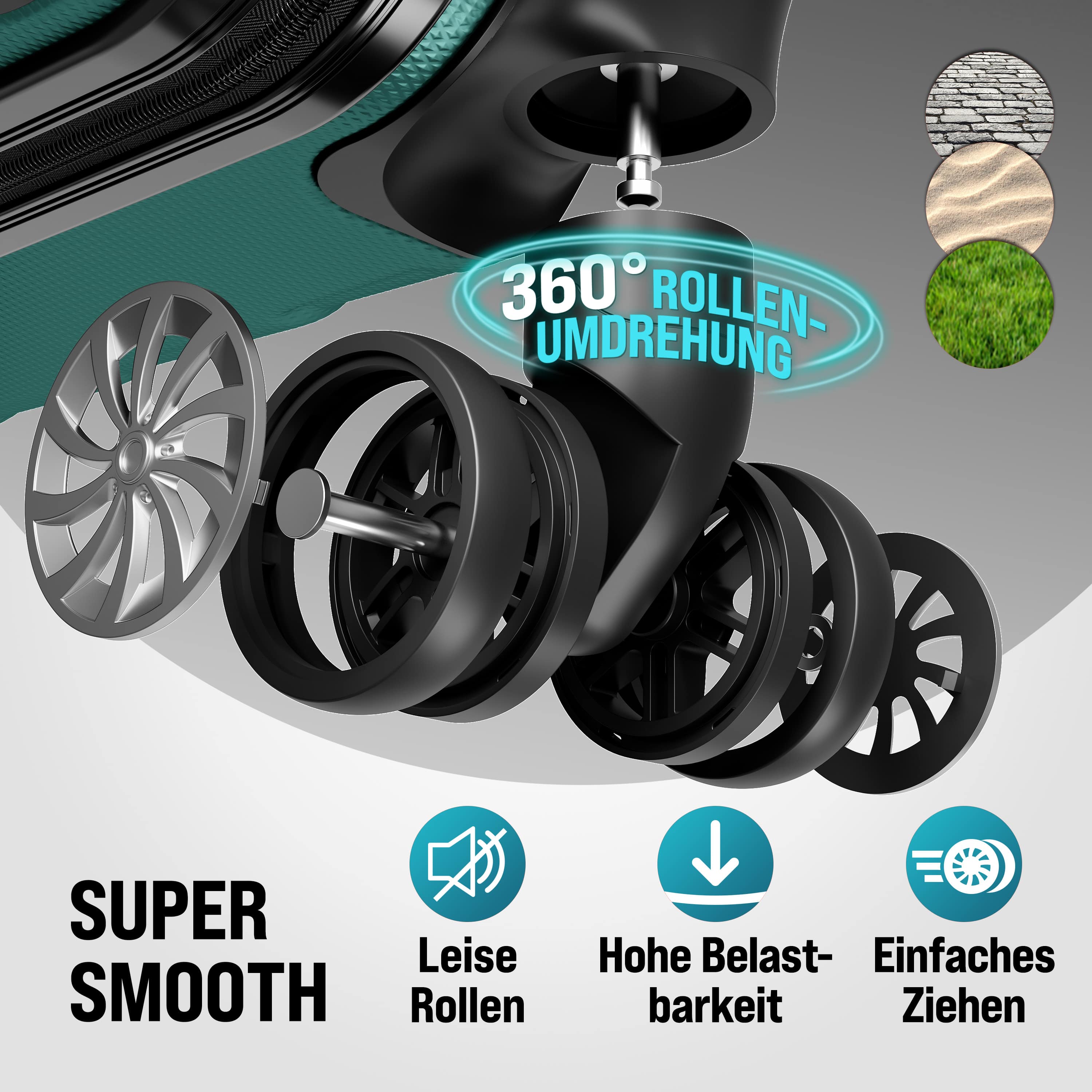 Reiskoffers\u0020Baseline\u00203\u002Ddelige\u0020Groen\u0020ABS\u0020accessoires