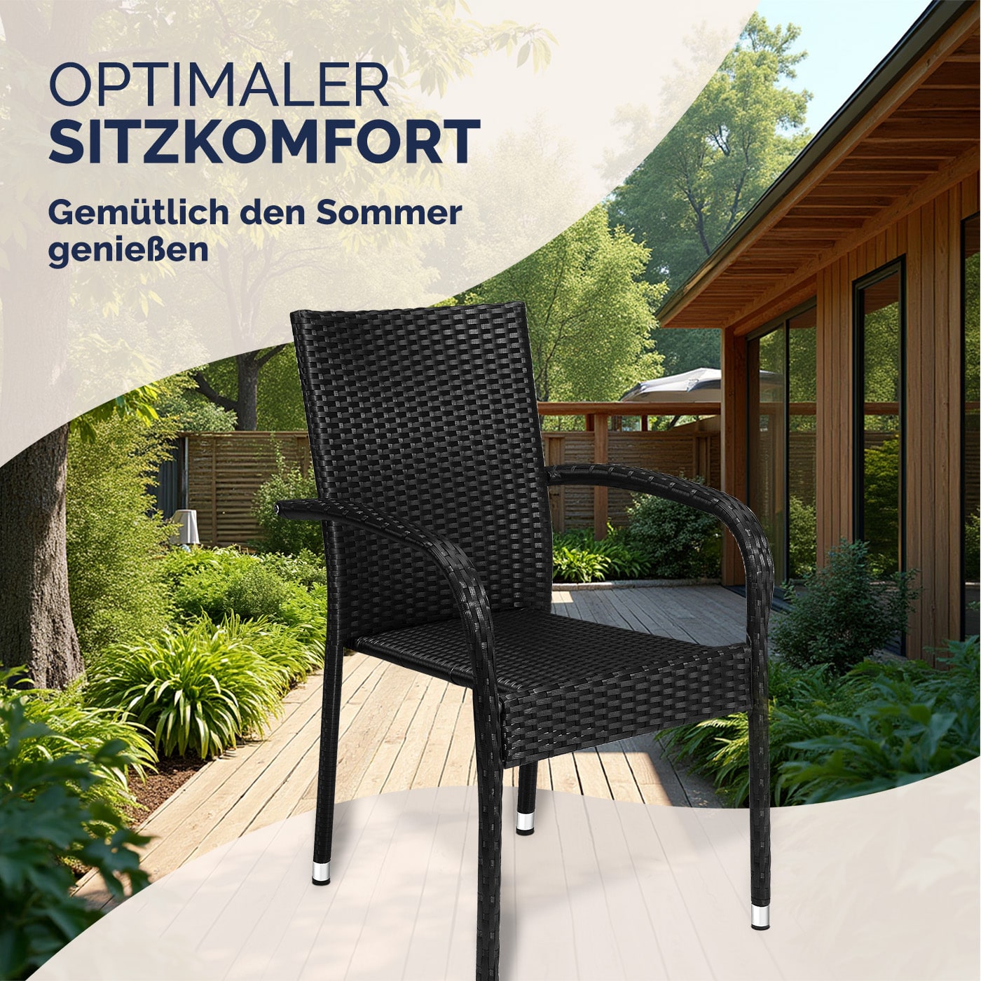Polyrotan\u0020Tuinstoel\u0020Comfort\u00204\u0020stuks\u0020Zwart