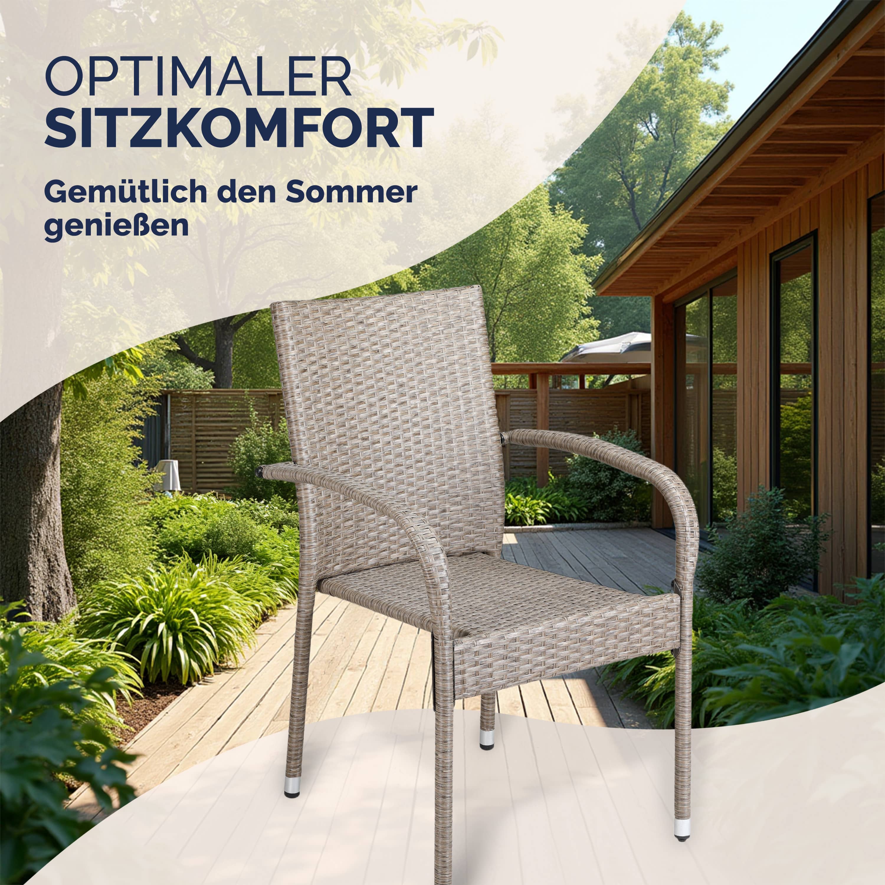 Polyrotan\u0020Tuinstoel\u0020Comfort\u00204\u0020stuks\u0020Cr\u00E8me