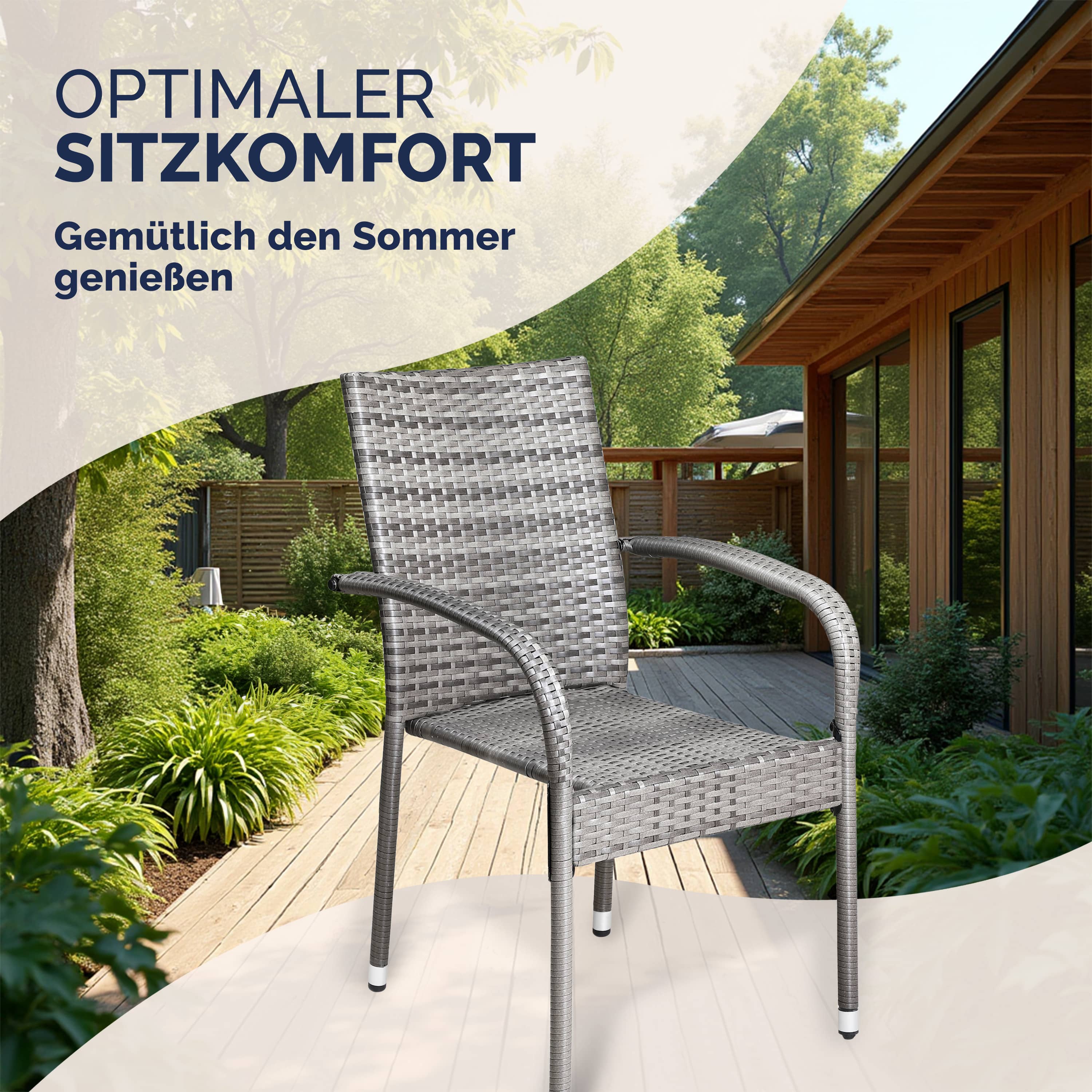 Polyrotan\u0020Tuinstoel\u0020Comfort\u00204\u0020stuks\u0020Grijs