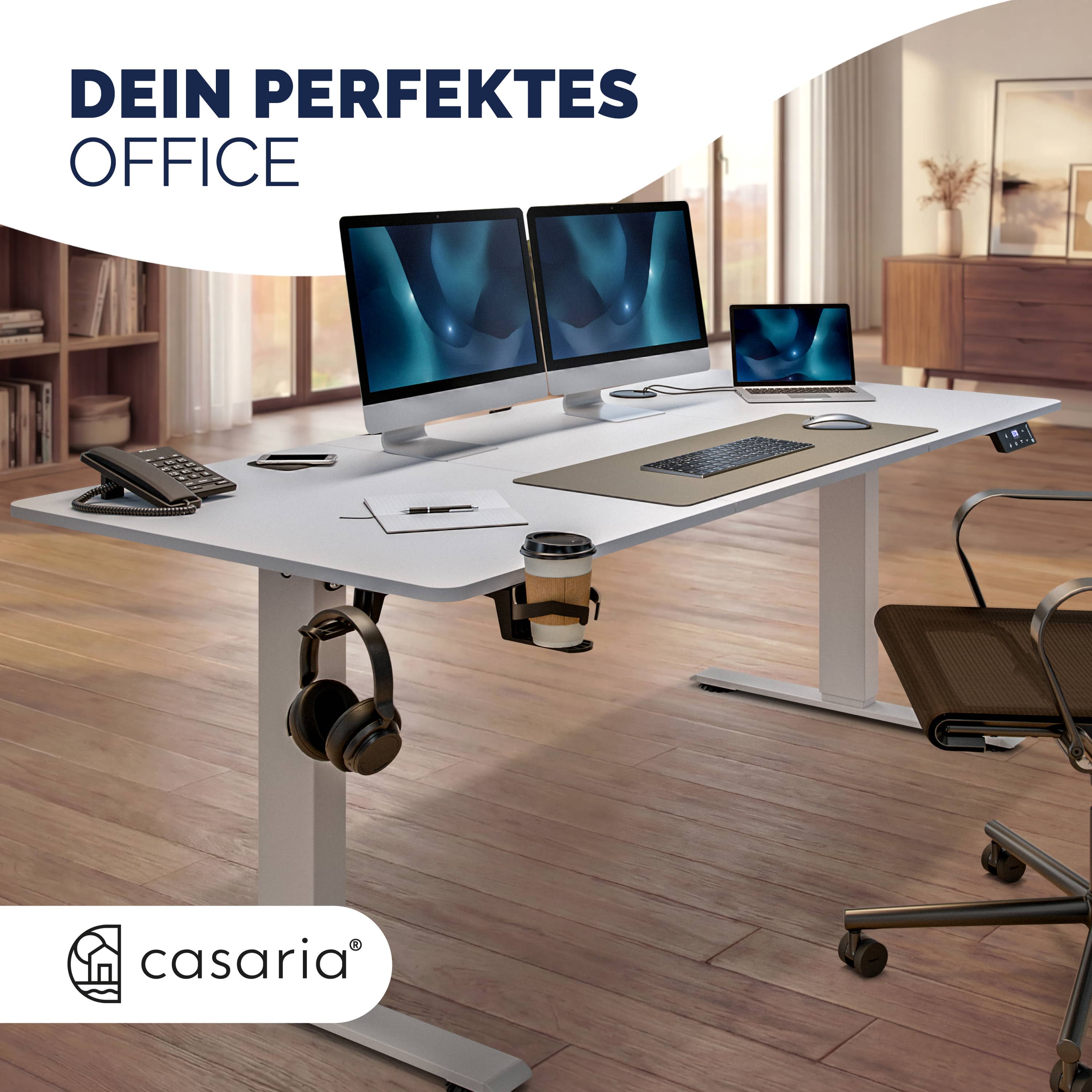 Zit\u0020sta\u0020bureau\u0020Wit\u0020140x70x72\u002D117cm Zit\u0020sta\u0020bureau\u0020Wit\u0020140x70x72\u002D117cm