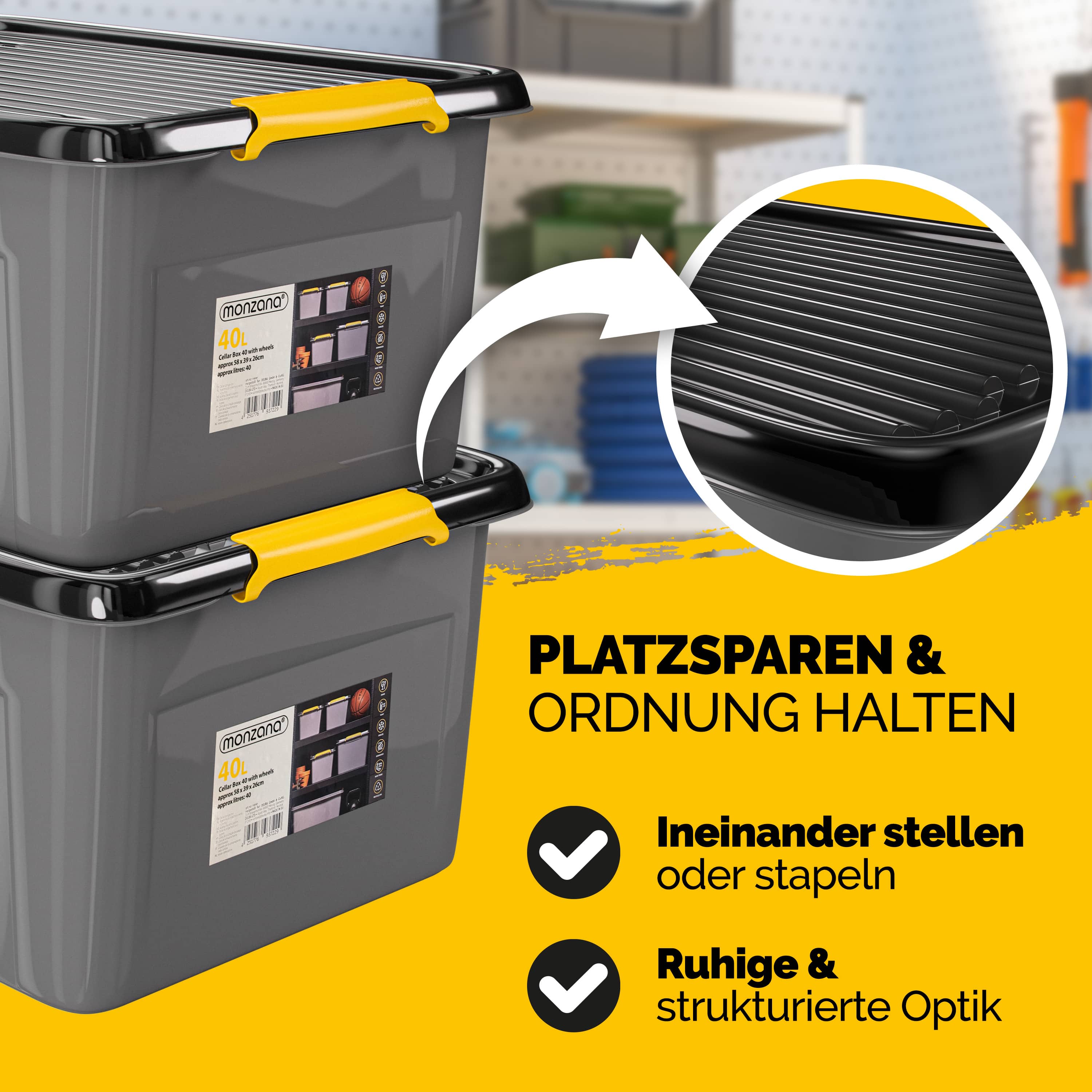 Opbergbox\u0020Grijs\u002FAntraciet\u002058x39x25cm\u0020stapelbaar\u002040L