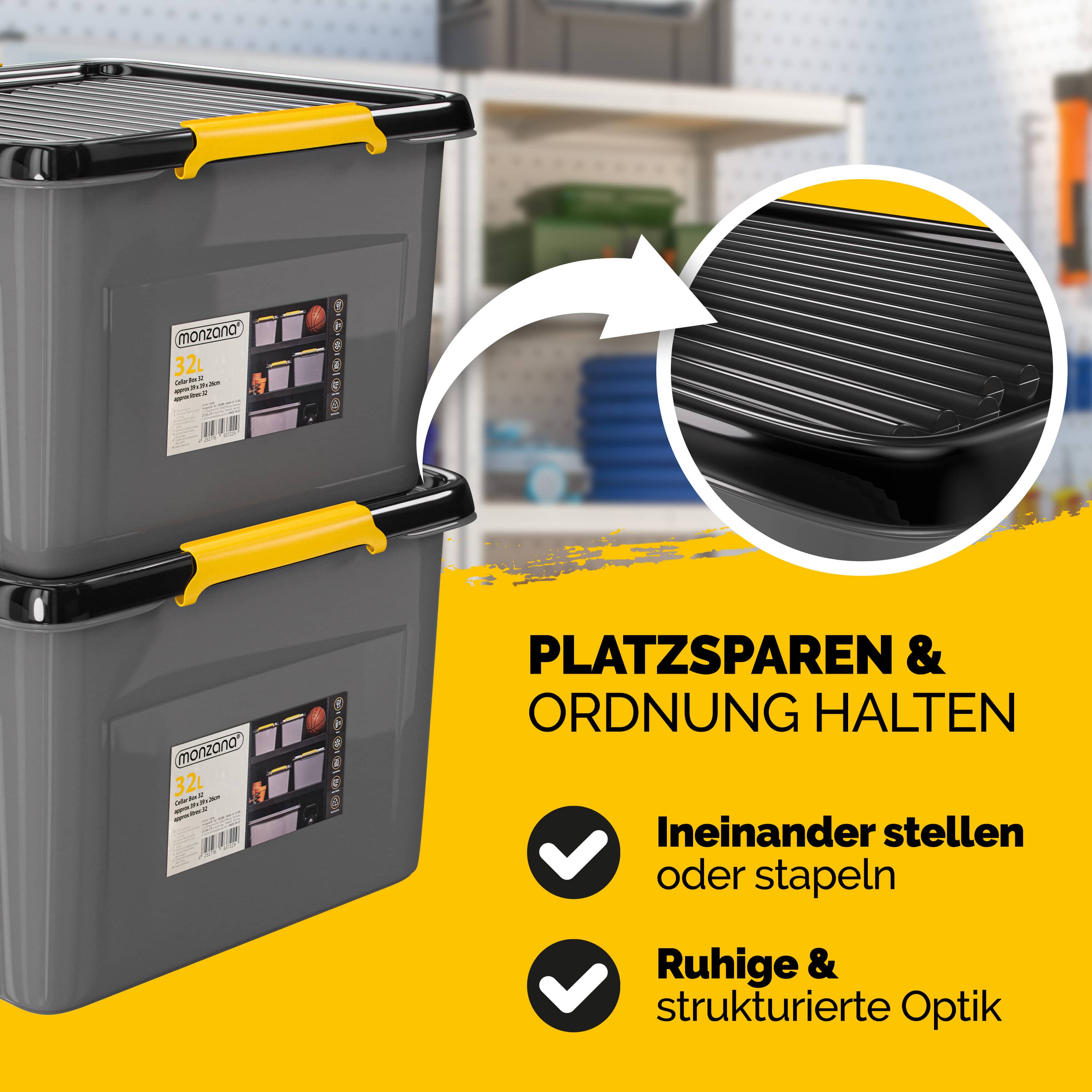 Opbergbox\u0020Grijs\u002FAntraciet\u002039x39x26cm\u0020stapelbaar\u002032L