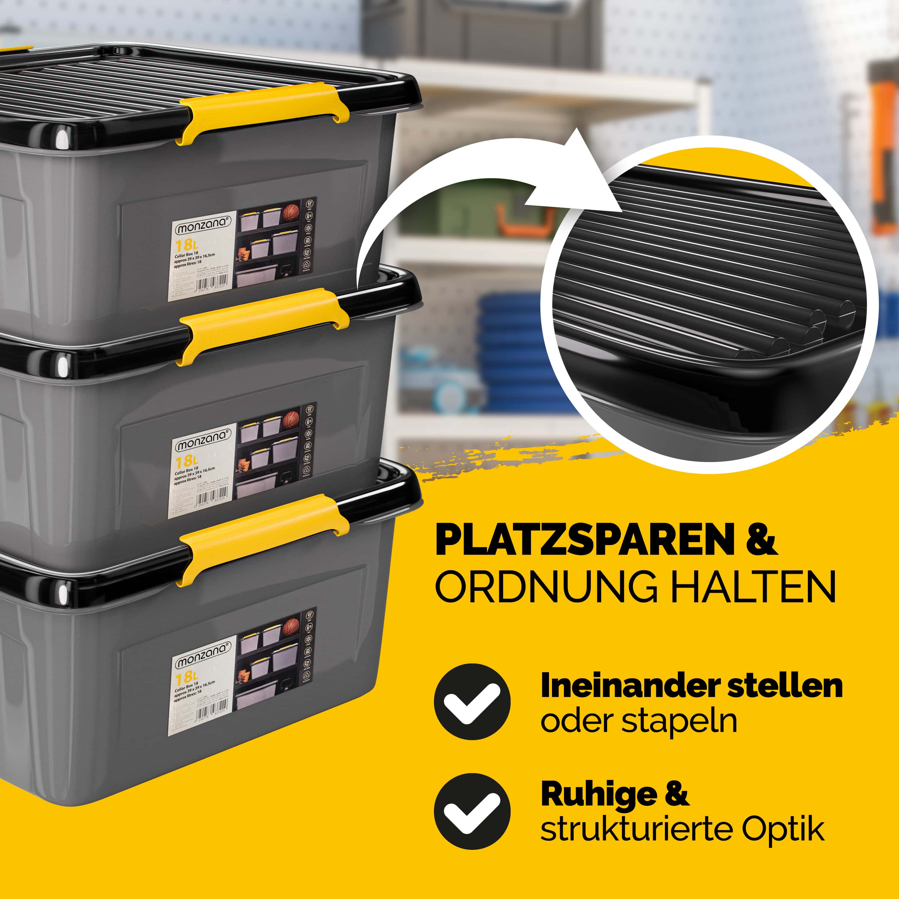 Opbergbox\u0020Grijs\u002FAntraciet\u002039x39x16cm\u0020stapelbaar\u002018L