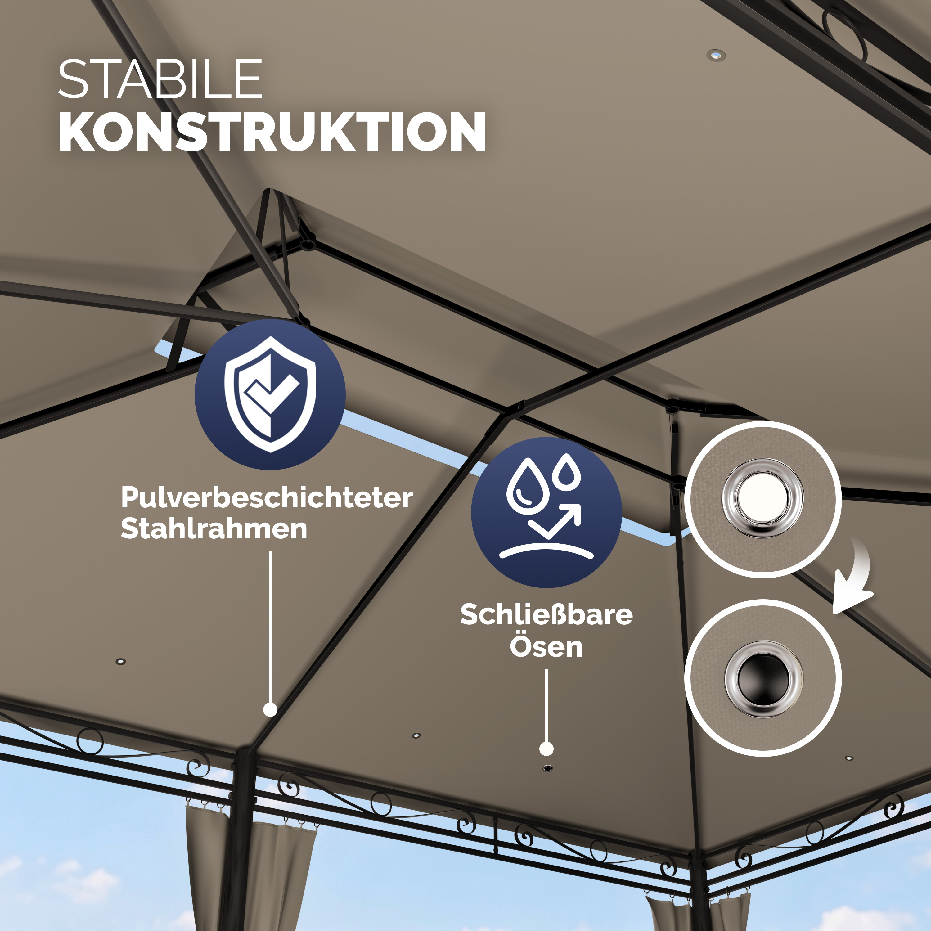 Paviljoen\u0020Topaz\u0020Taupe\u00203x4m\u0020UV\u002Dbescherming\u002050\u002B