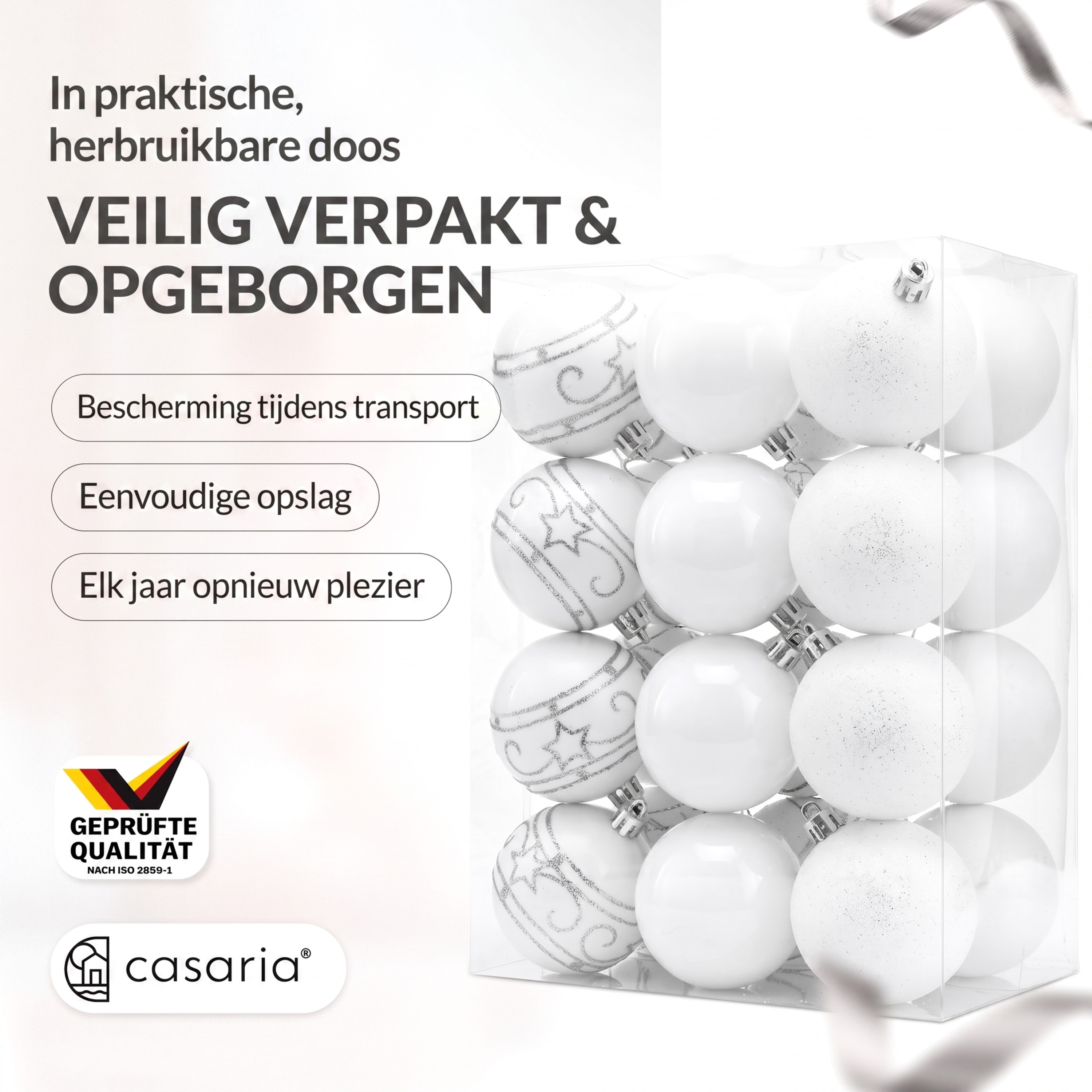 Kerstboomballen\u0020Kunststof\u0020Set\u002048\u0020Stuks\u0020Wit\u00206cm