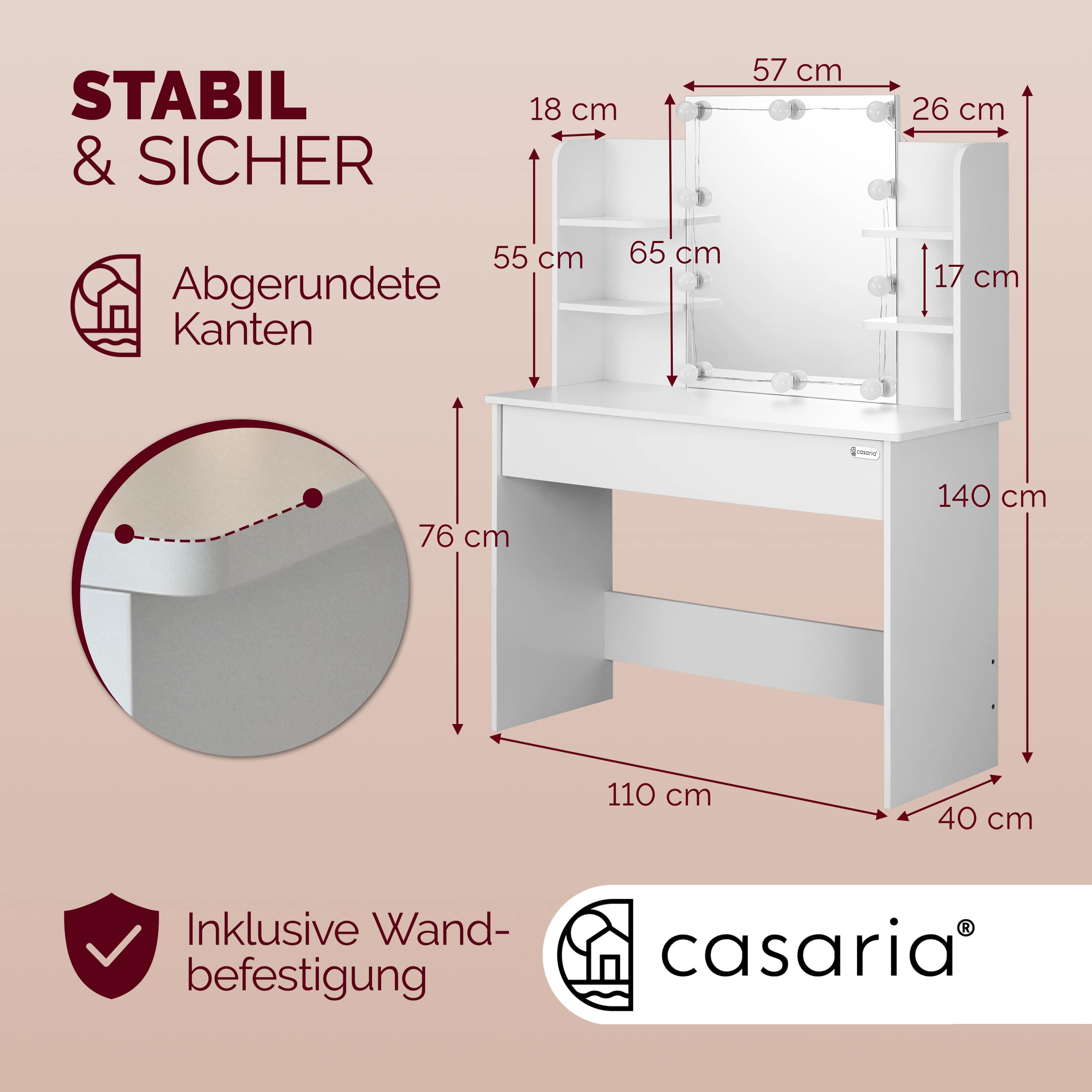 Make\u002Dup\u0020Tafel\u0020Lucia\u0020Wit\u0020140x110x40cm\u0020LED