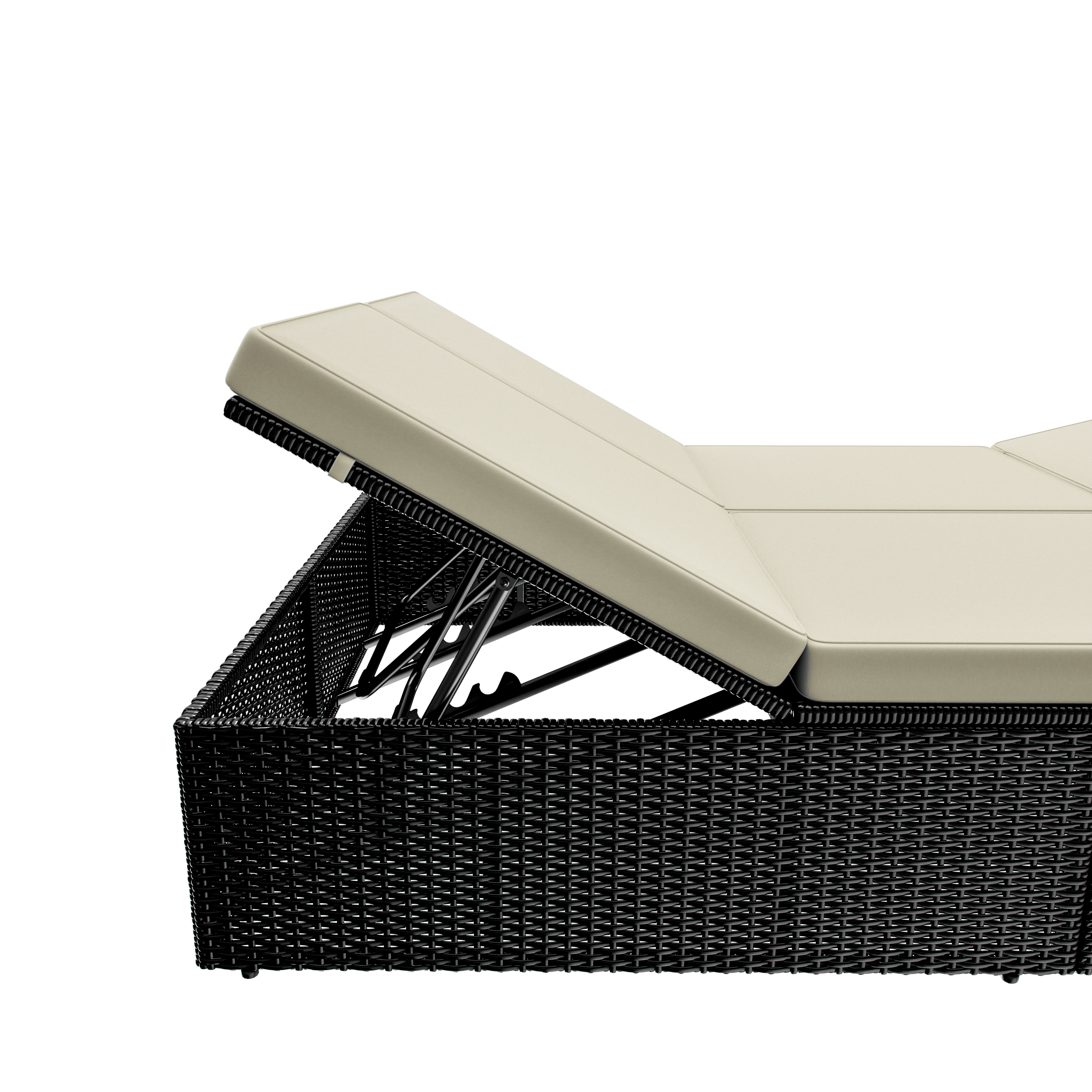Polyrotan\u0020ligbed\u0020Zwart\u002FCr\u00E8me\u0020200x160x33cm Polyrotan\u0020ligbed\u0020Zwart\u002FCr\u00E8me\u0020200x160x33cm