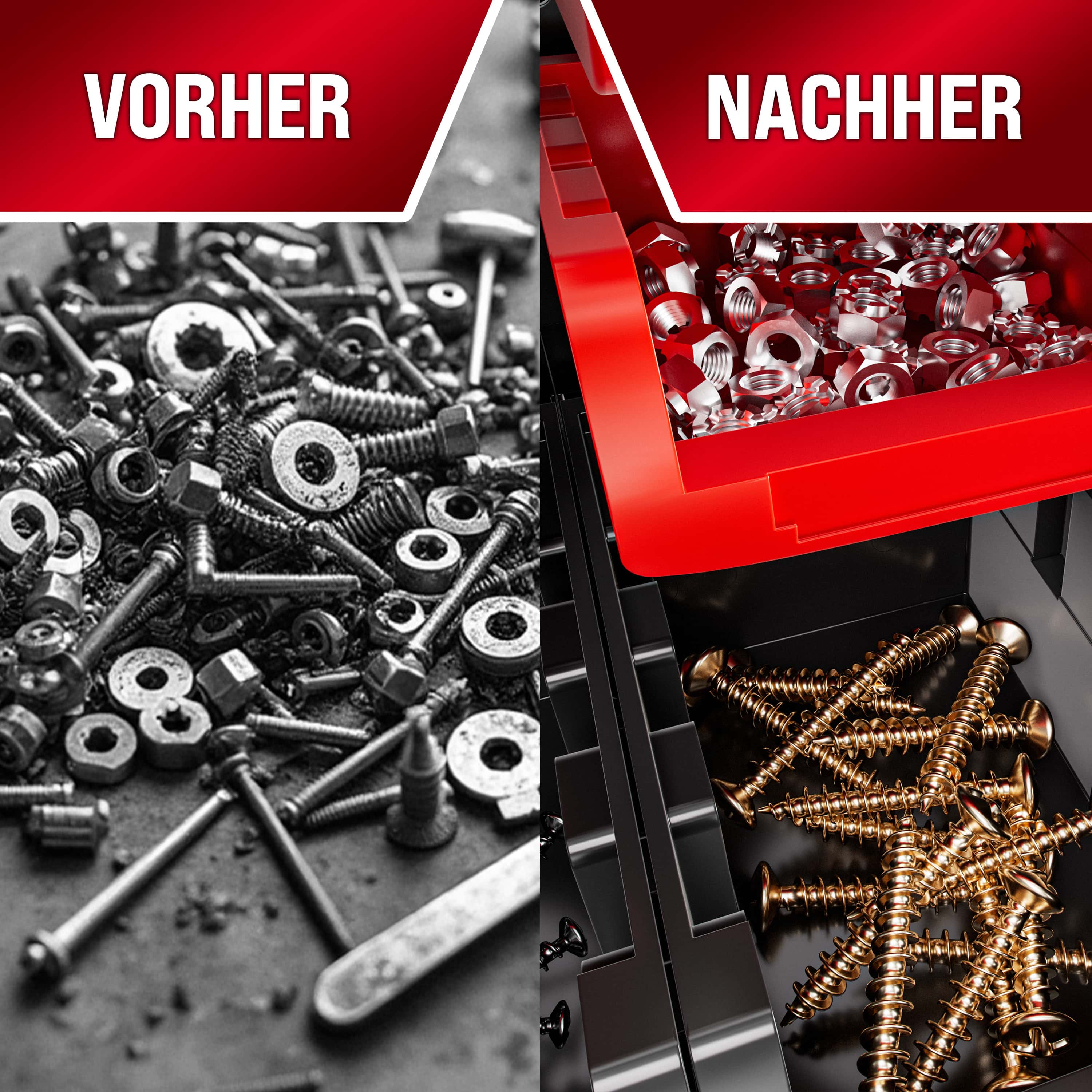 Gereedschapswand\u002032\u002Ddelig\u0020Zwart\u0020Rood\u0020Kunststof\u0020Opbergbox