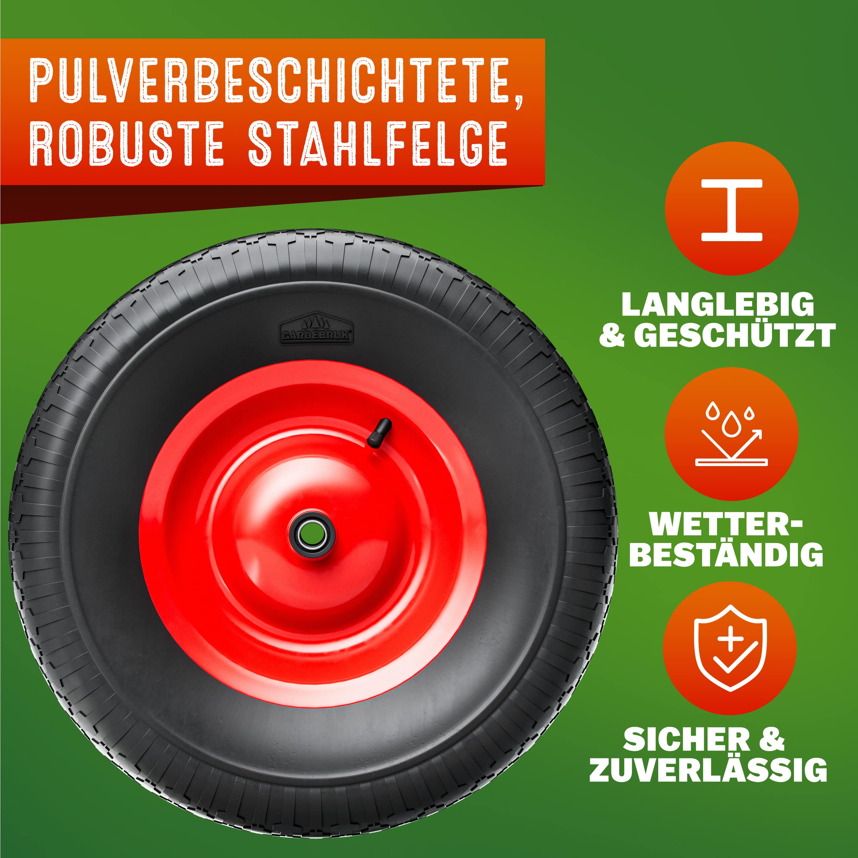 Kruiwagenwiel\u0020Zwart\u0020Rood\u0020Staal\u002095mm\u0020200kg