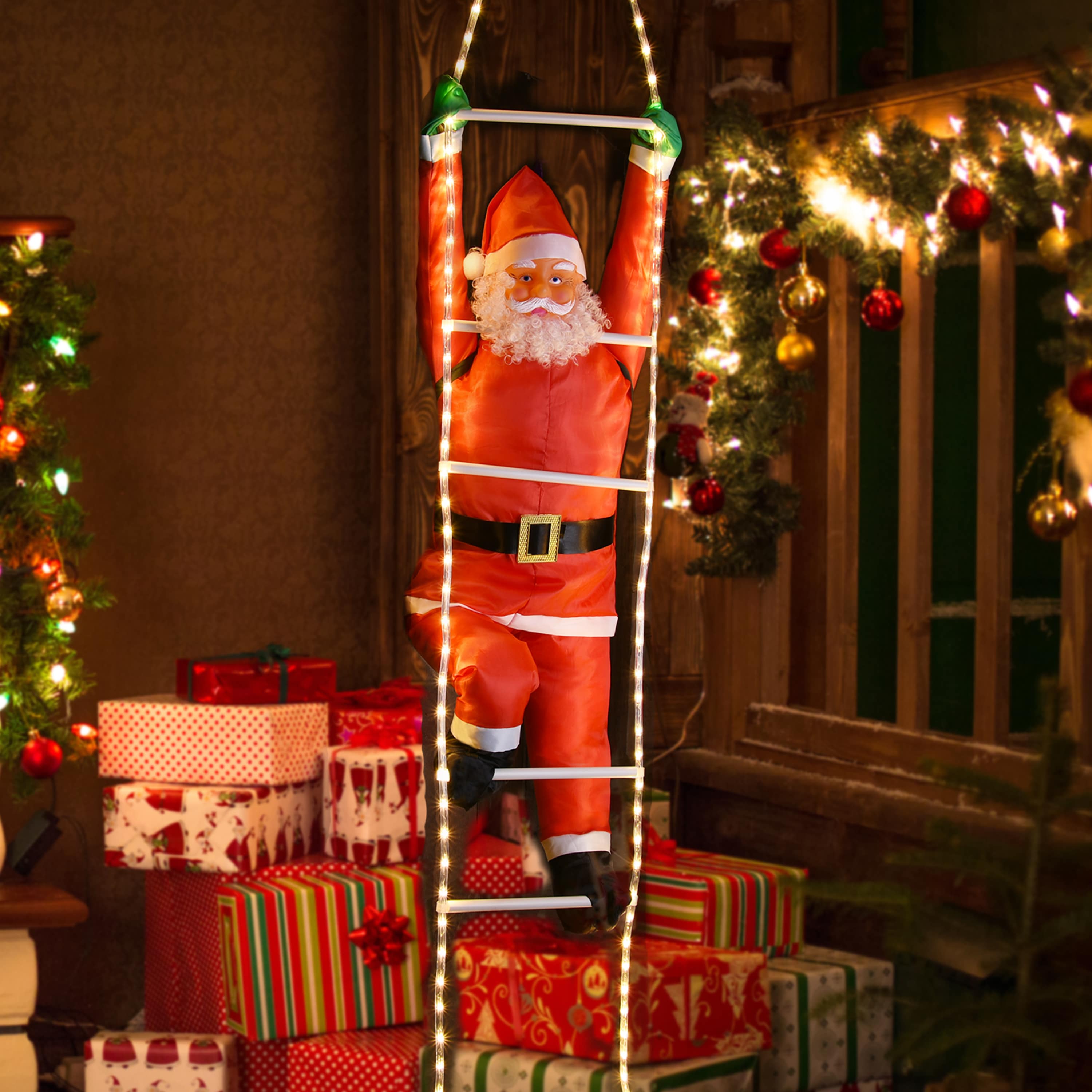 Kerstman\u0020op\u0020Ladder\u0020met\u0020120\u0020LED\u00B4s