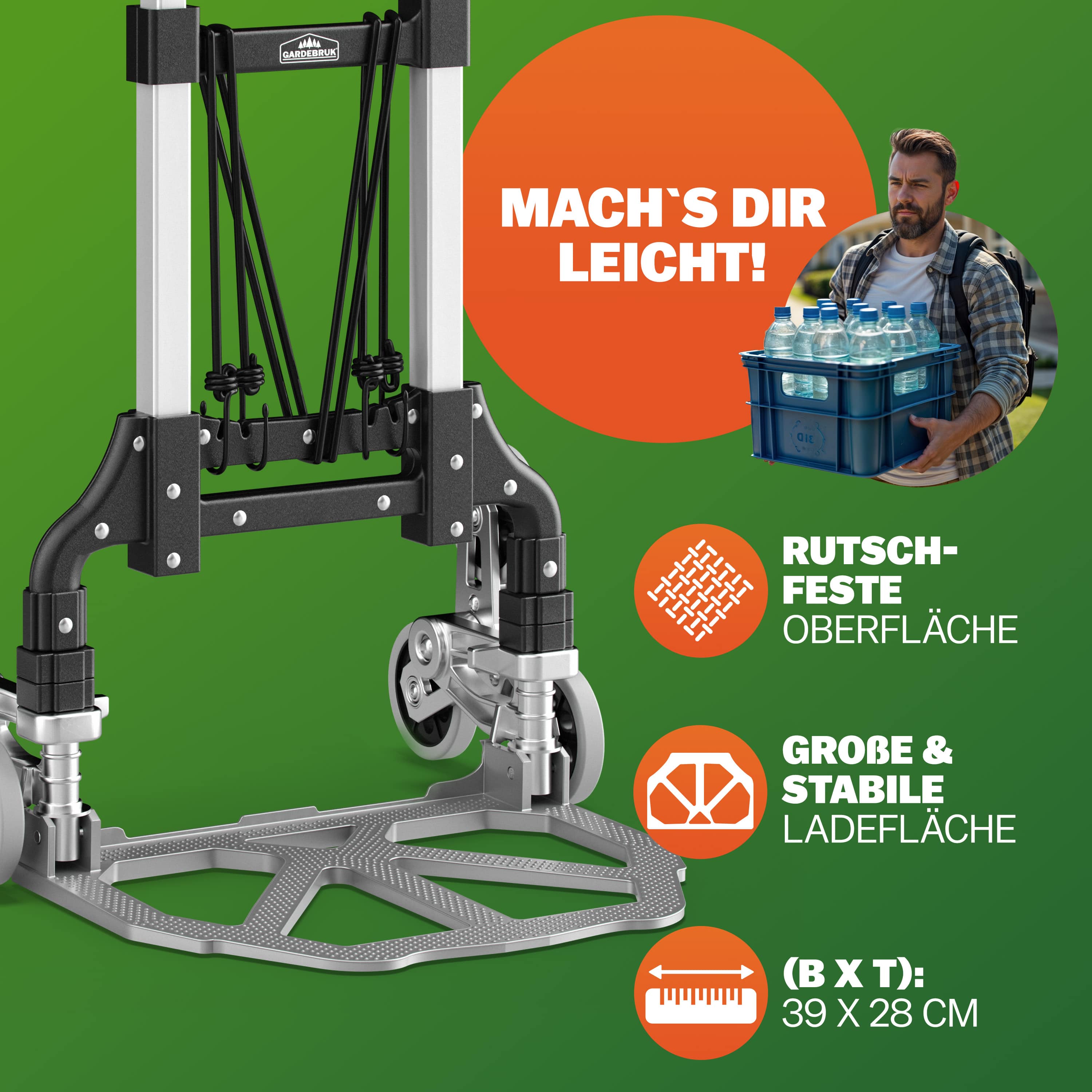 Steekwagen\u0020Zilver\u002FZwart\u0020aluminium\u002080kg\u0020Trap\u0020in\u0020hoogte\u0020verstelbaar