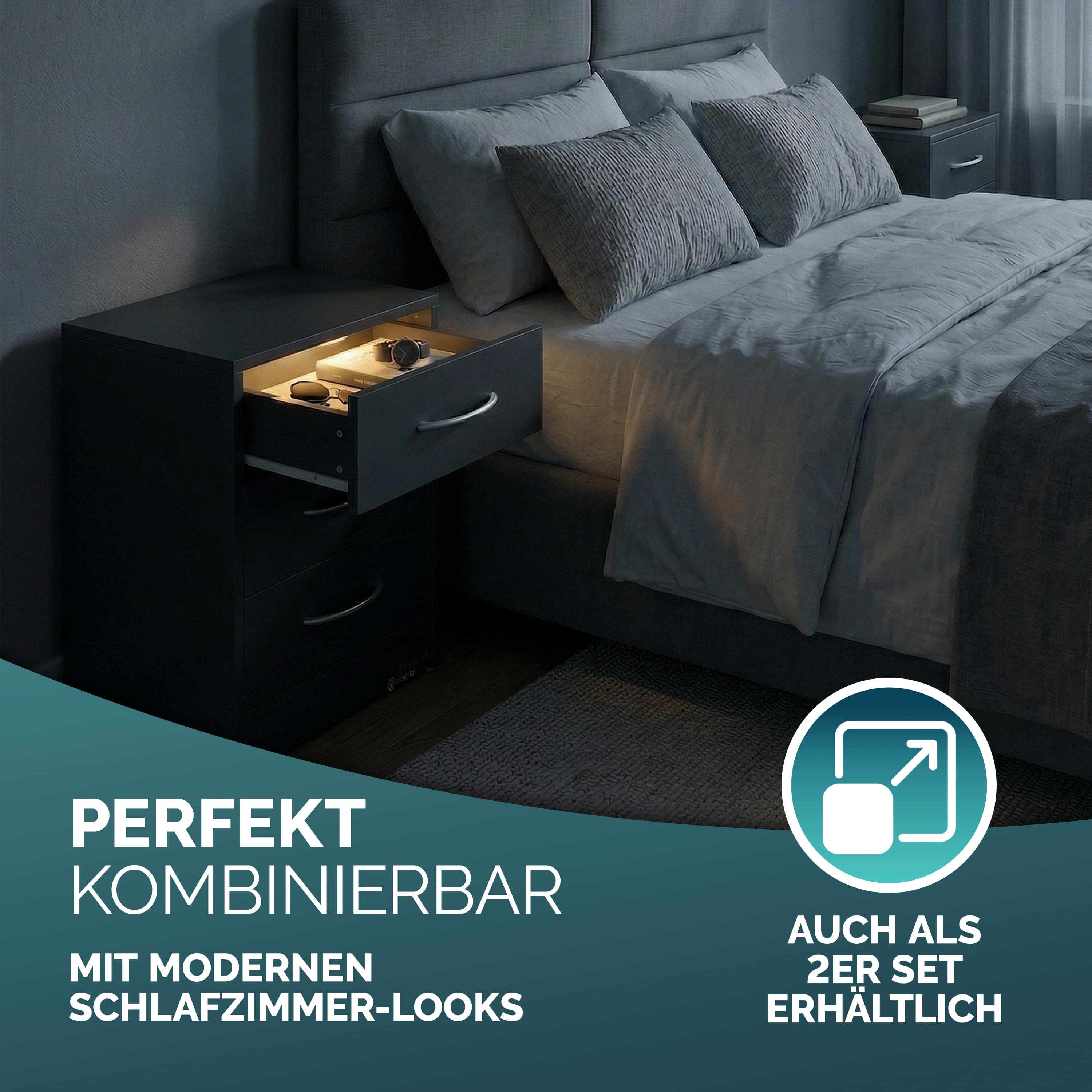 Nachtkastje\u0020Eloise\u0020Antraciet\u002054x39x28cm\u0020met\u0020LED Nachtkastje\u0020Eloise\u0020Antraciet\u002054x39x28cm\u0020met\u0020LED