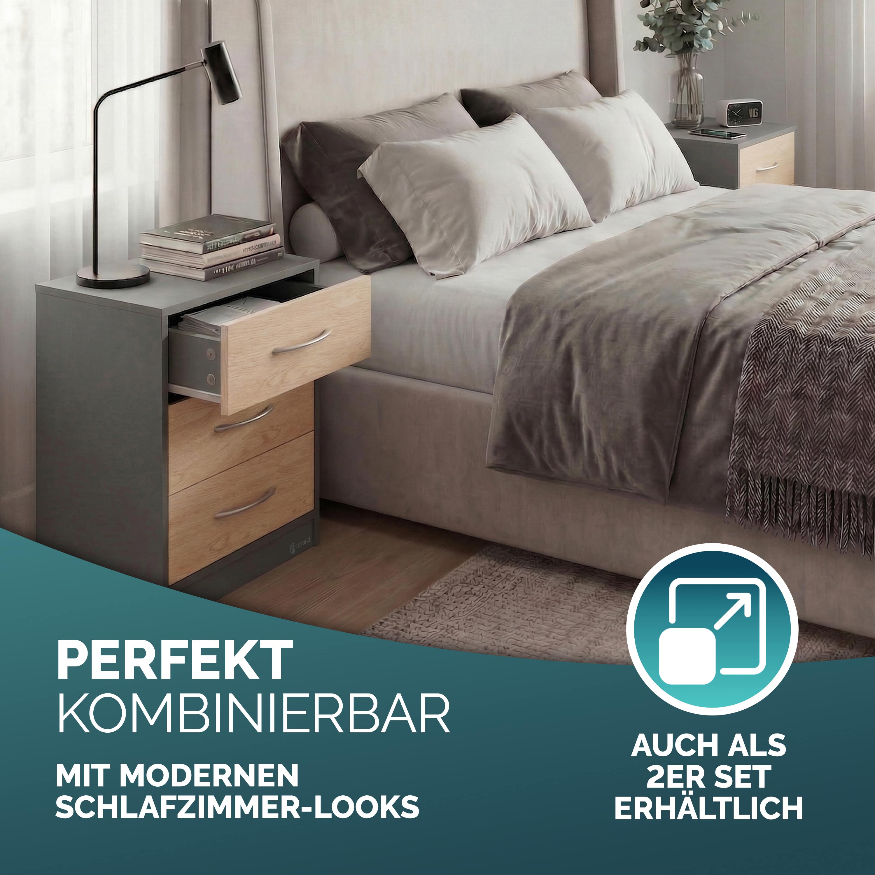 Nachtkastje\u0020Eloise\u0020Hout\u002FGrijs\u002054x39x28cm Nachtkastje\u0020Eloise\u0020Hout\u002FGrijs\u002054x39x28cm