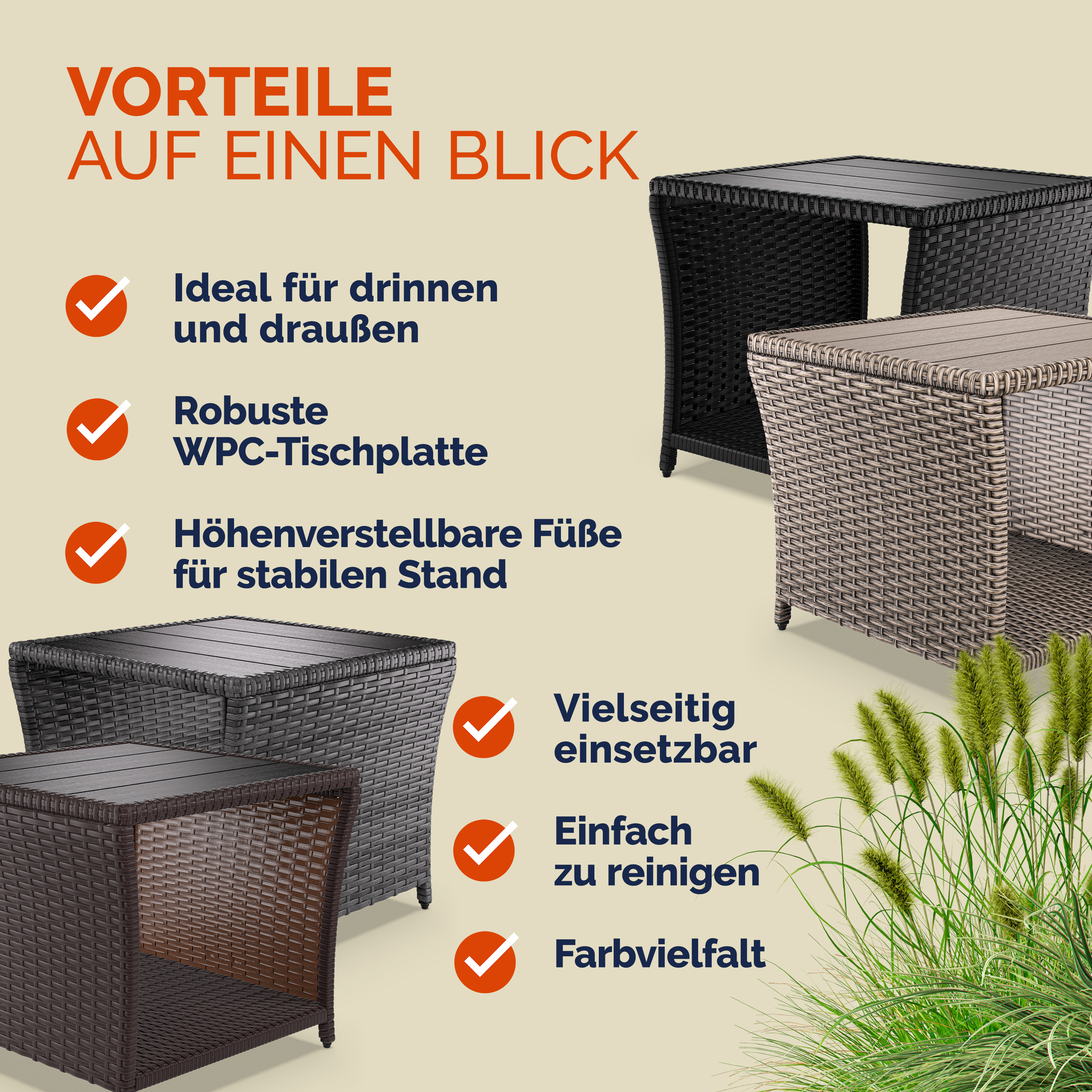 Polyrotan\u0020Bijzettafel\u0020Vedis\u0020Grijs\u002045x45x40cm Polyrotan\u0020Bijzettafel\u0020Vedis\u0020Grijs\u002045x45x40cm