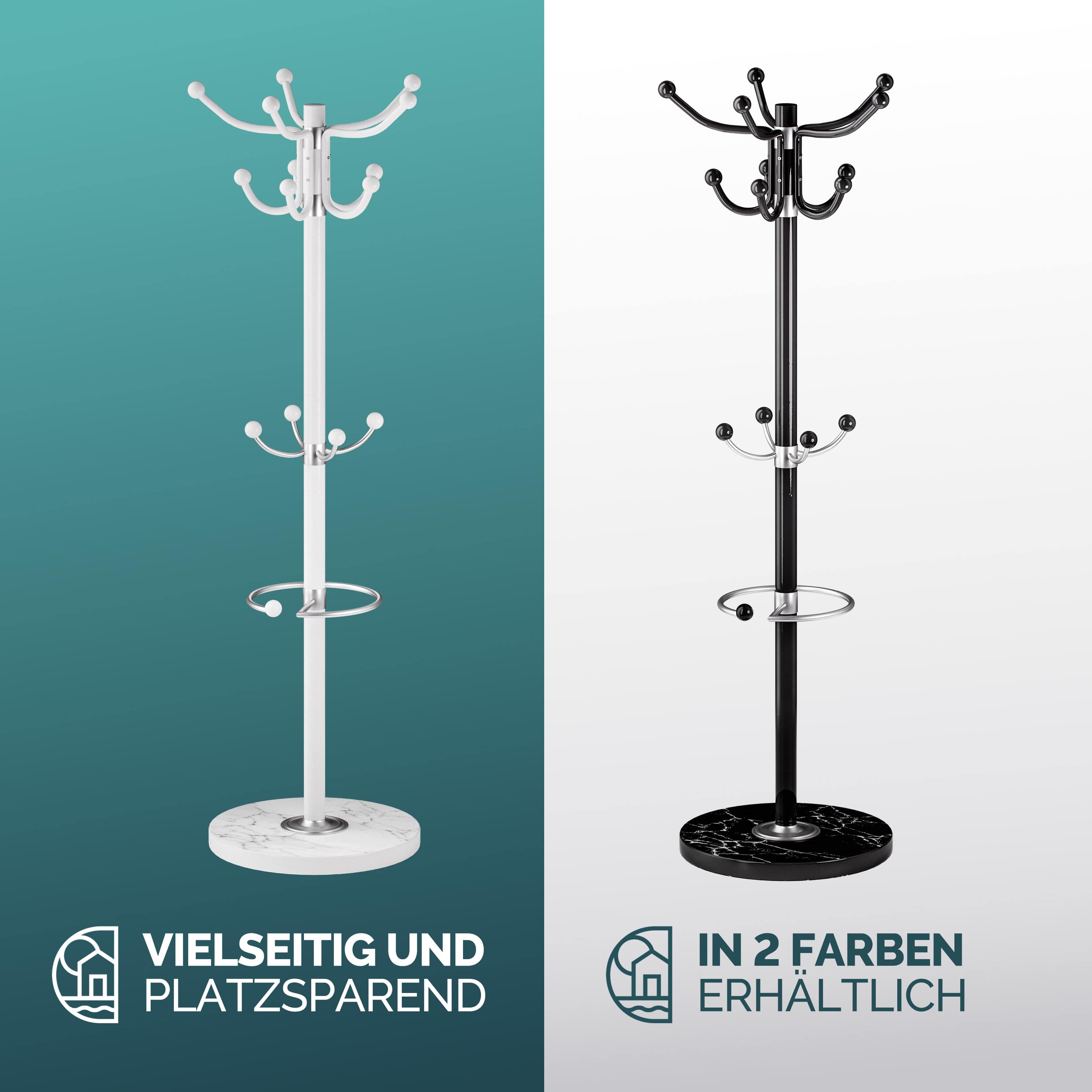 Kledingrek\u0020Zwart\u0020met\u0020marmeren\u0020voet\u0020173cm
