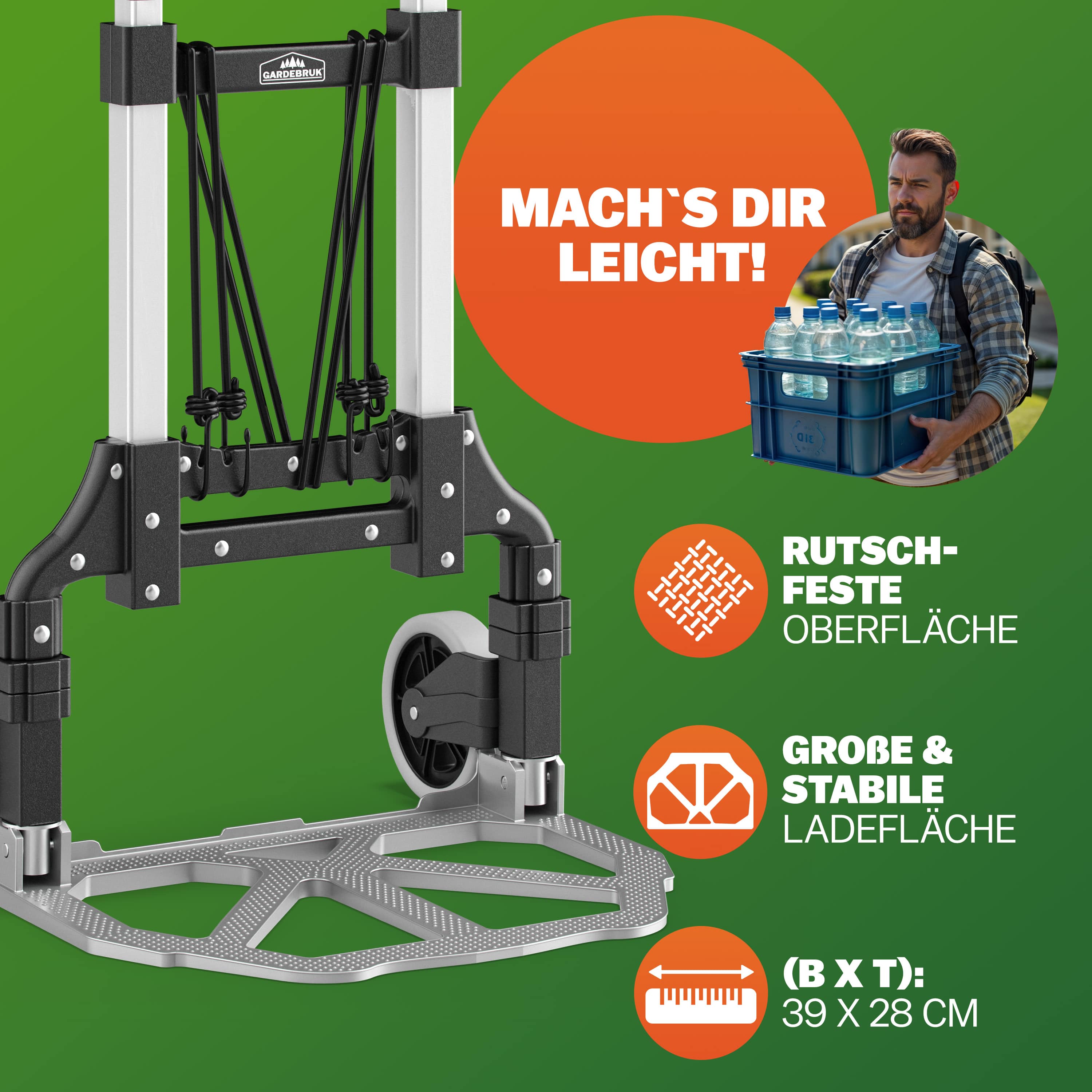 Steekwagen\u0020Zilver\u002FZwart\u0020aluminium\u002080kg\u0020in\u0020hoogte\u0020verstelbaar