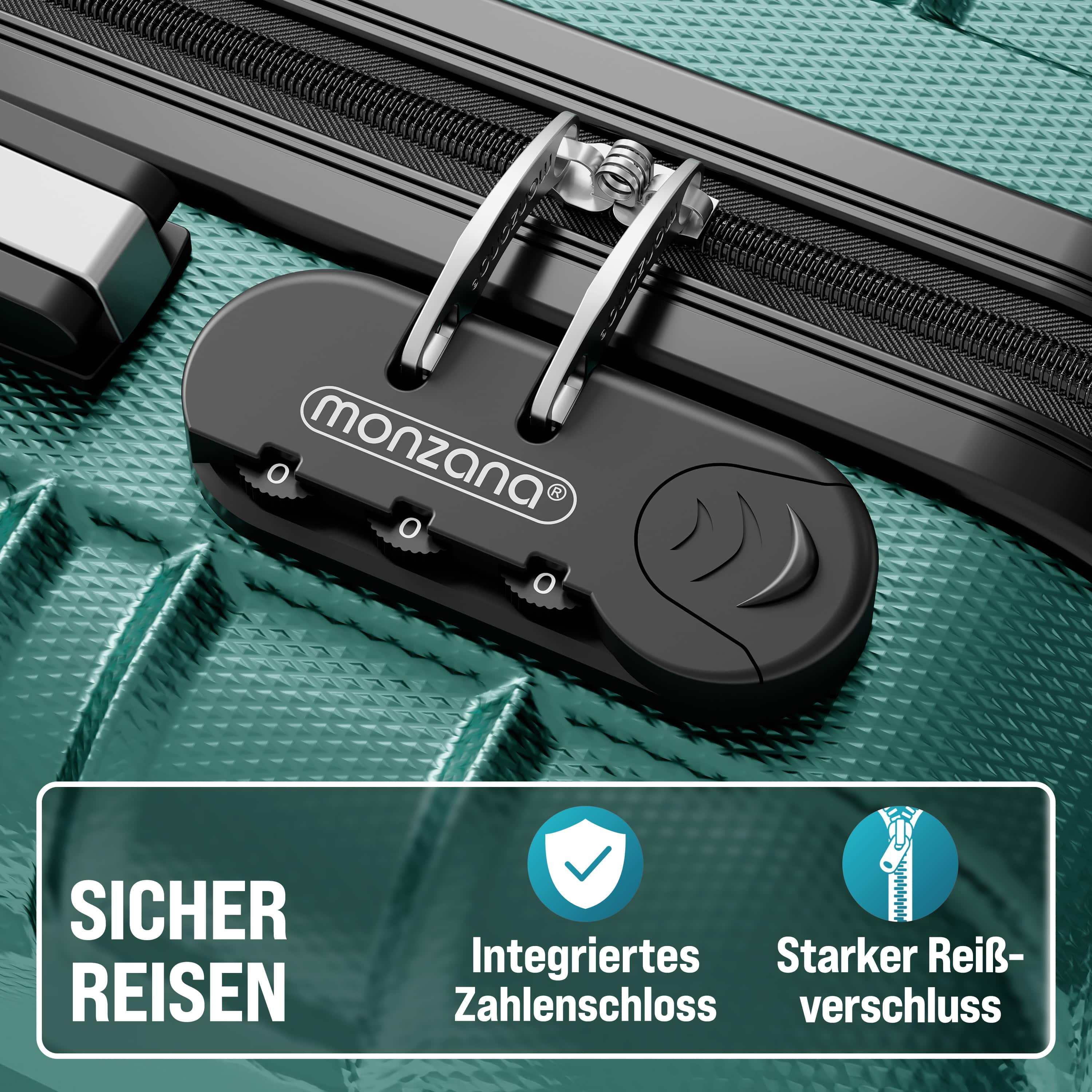 Reiskoffers\u00204\u002Ddelige\u0020Groen\u0020ABS\u0020accessoires