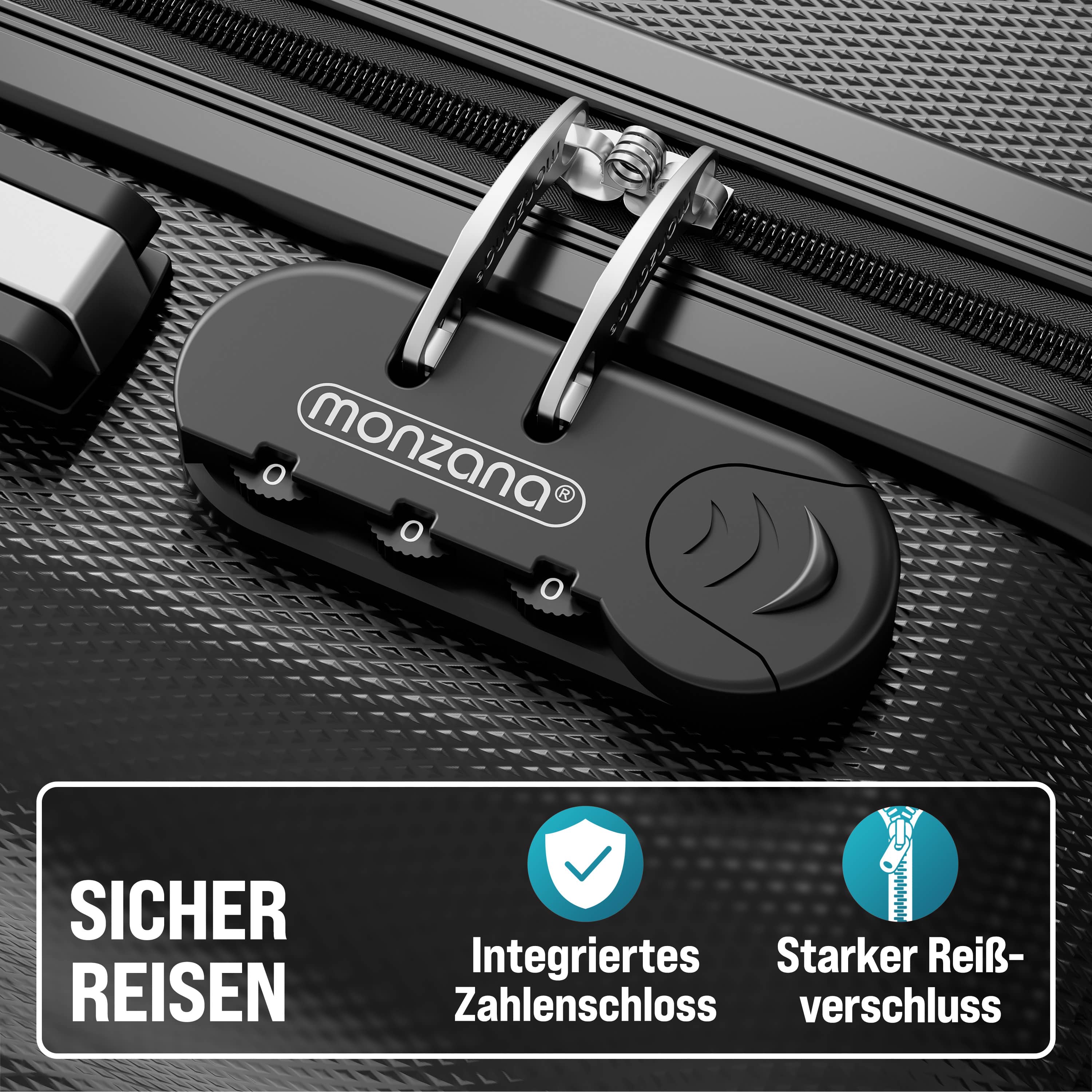 Reiskoffers\u0020Baseline\u00203\u002Ddelige\u0020Zwart\u0020ABS\u0020accessoires