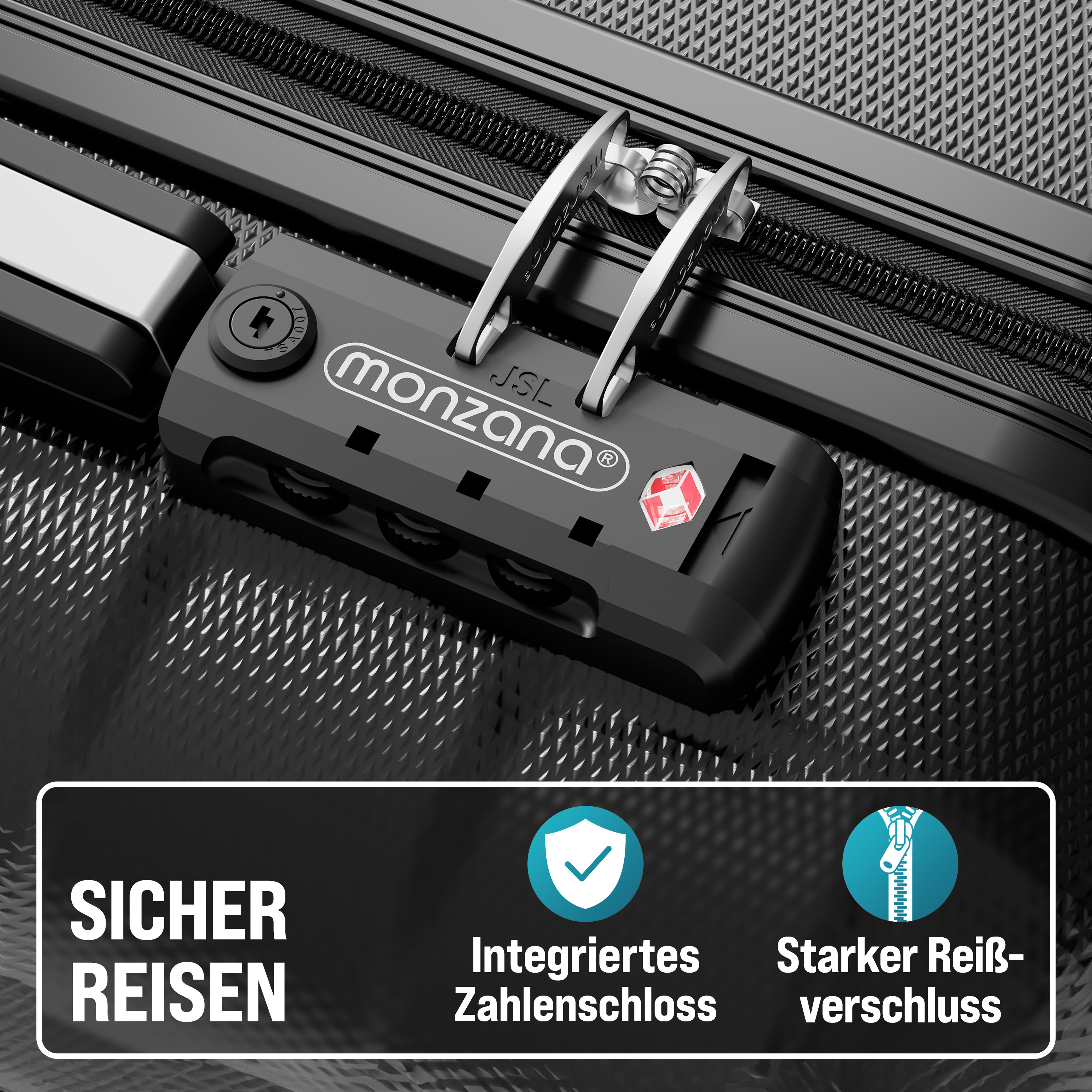 Reiskoffers\u00203\u002Ddelige\u0020Exopack\u0020Zwart\u0020ABS\u0020toebehoren