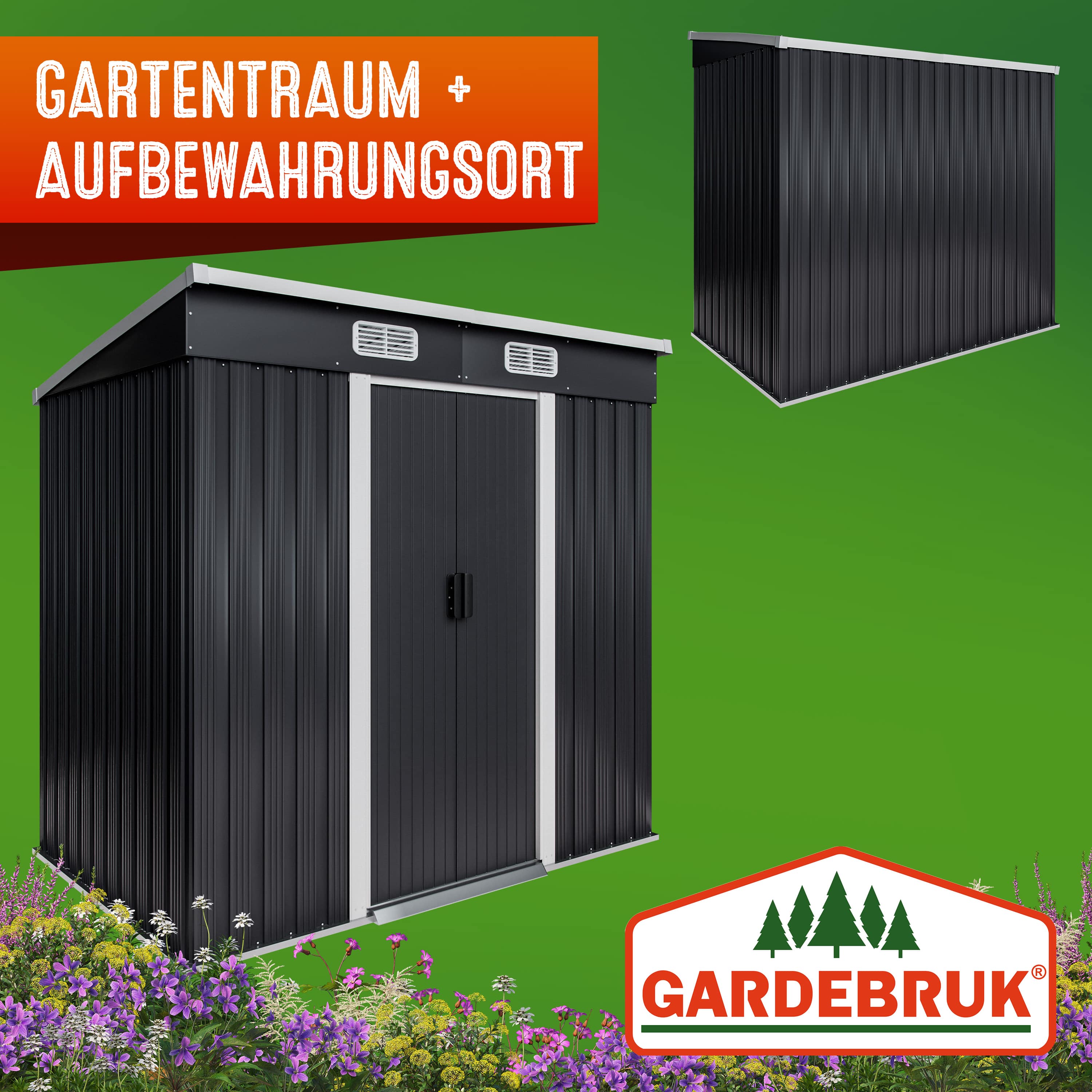 Tuinhuis\u0020Antraciet\u0020Metaal\u0020196x122x182cm