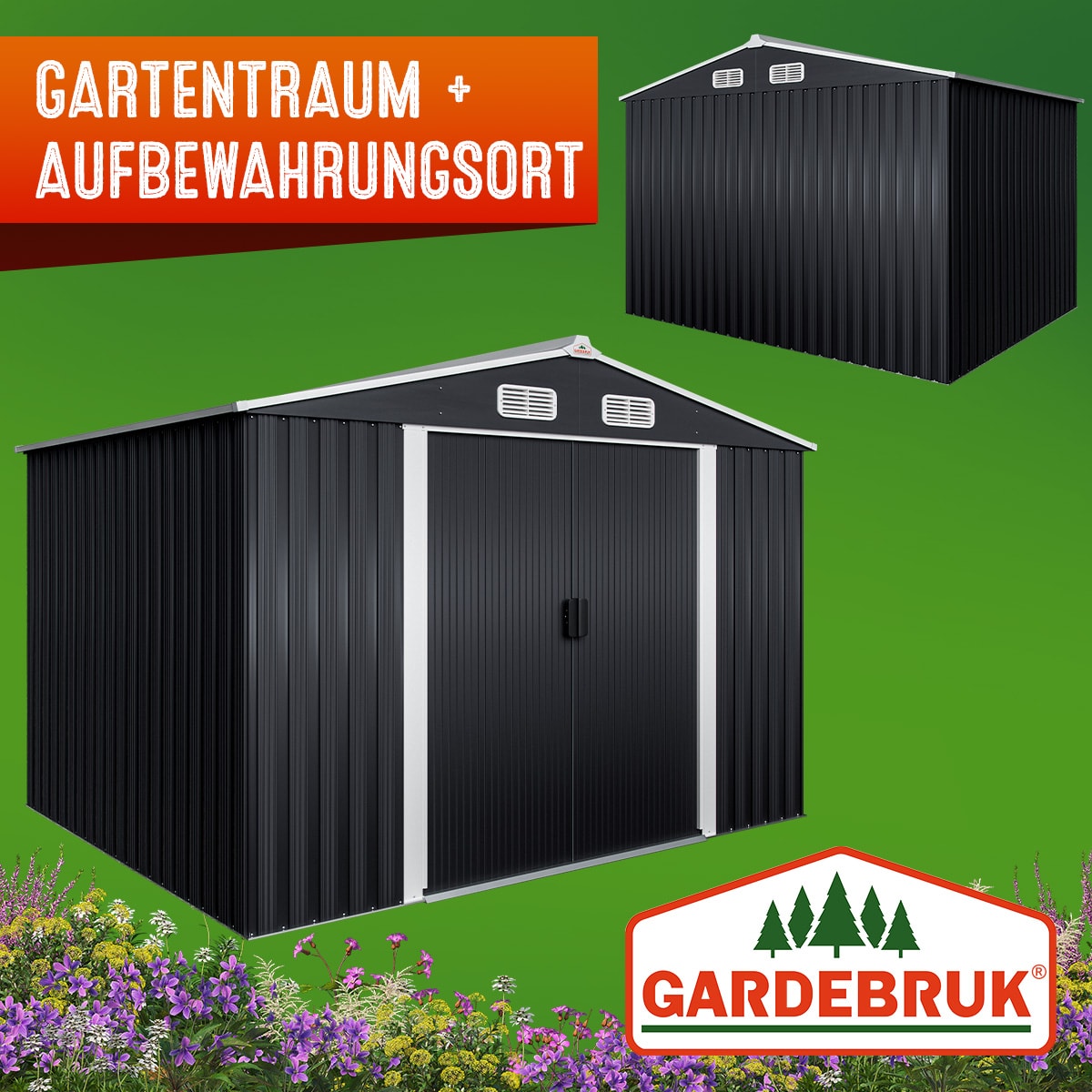 Tuinhuis\u0020Antraciet\u0020Metaal\u0020260x205x180cm