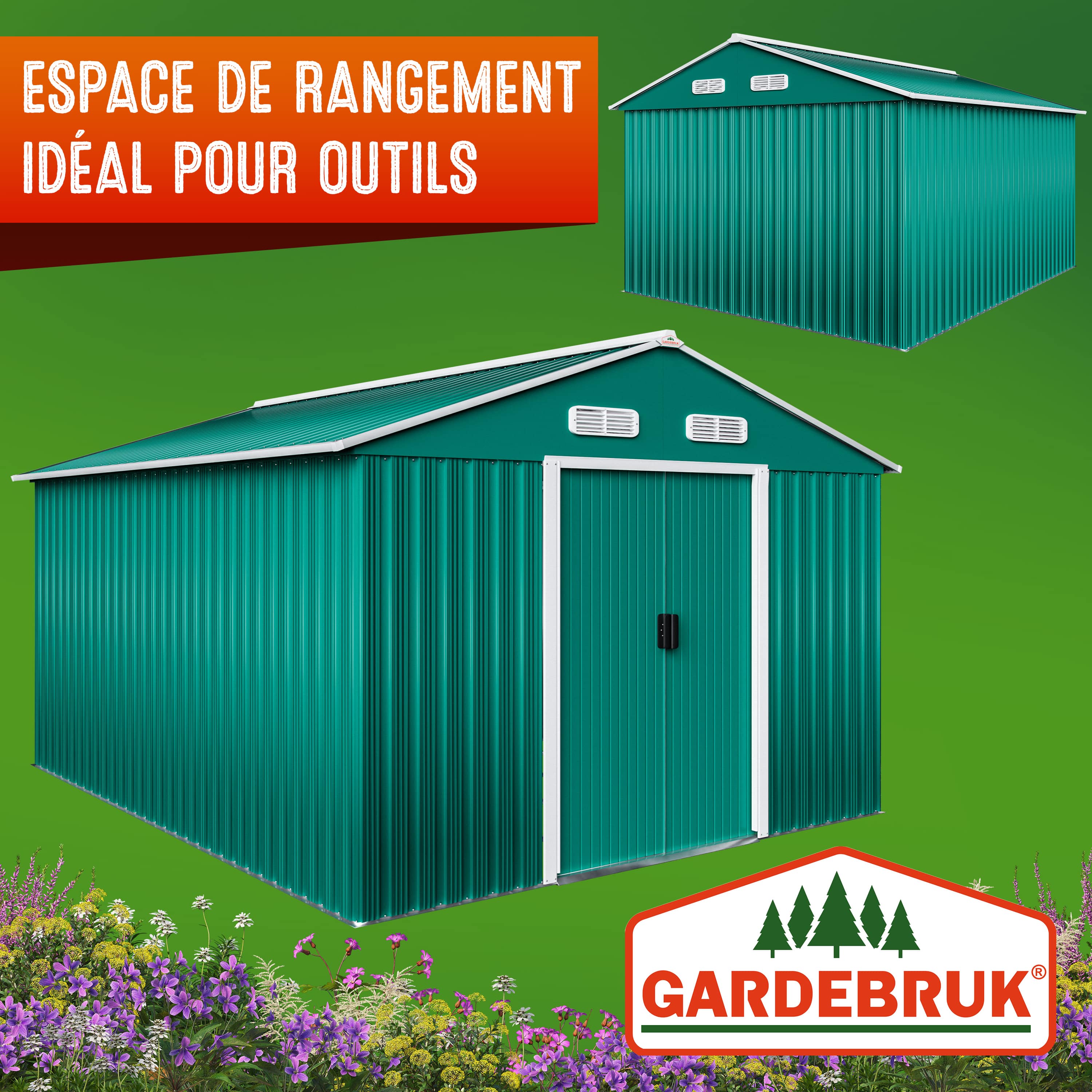 Tuinhuis\u0020Groen\u0020Metaal\u0020260x315x180cm