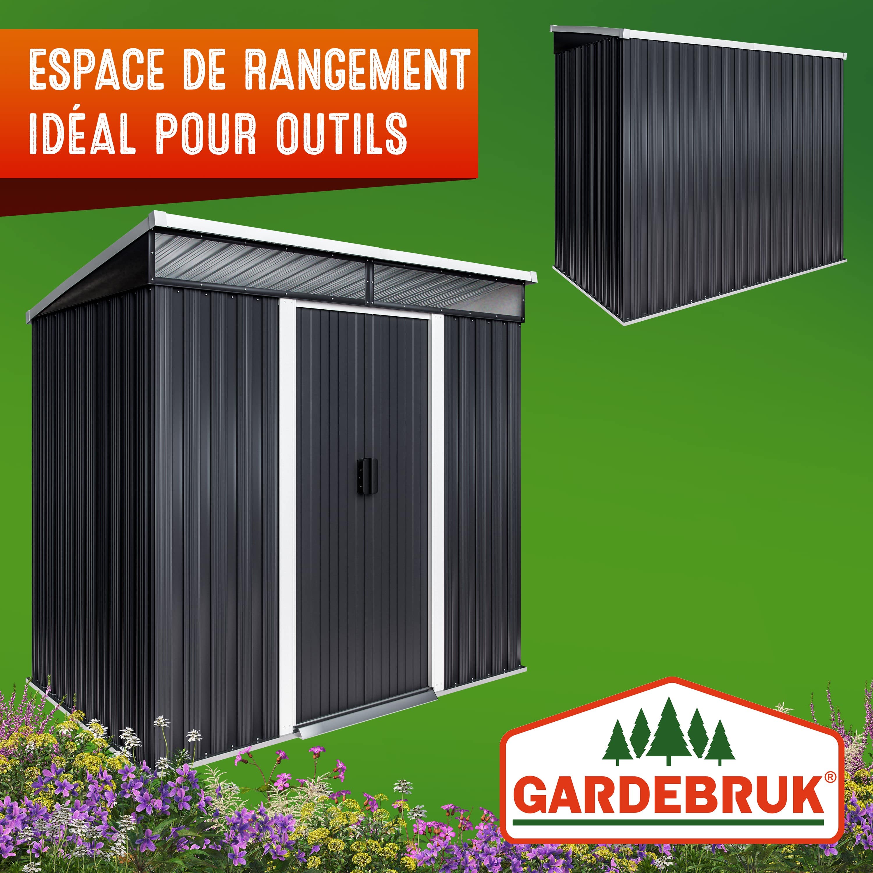 Tuinschuur\u0020Zwart\u0020Metaal\u0020200x125x180cm