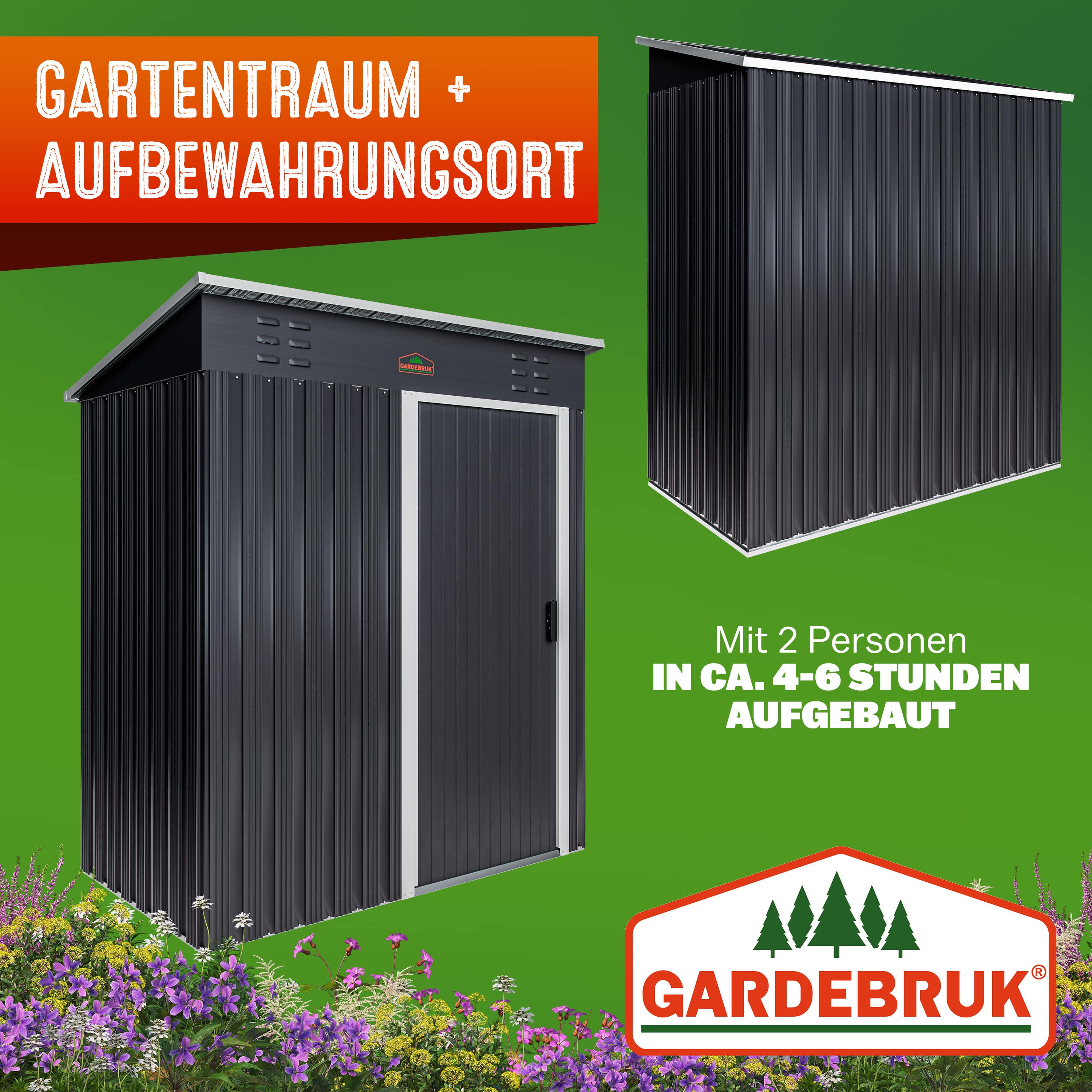 Tuinhuis\u0020Antraciet\u002FWit\u0020Staal\u0020164x84x182cm\u0020Schuifdeur