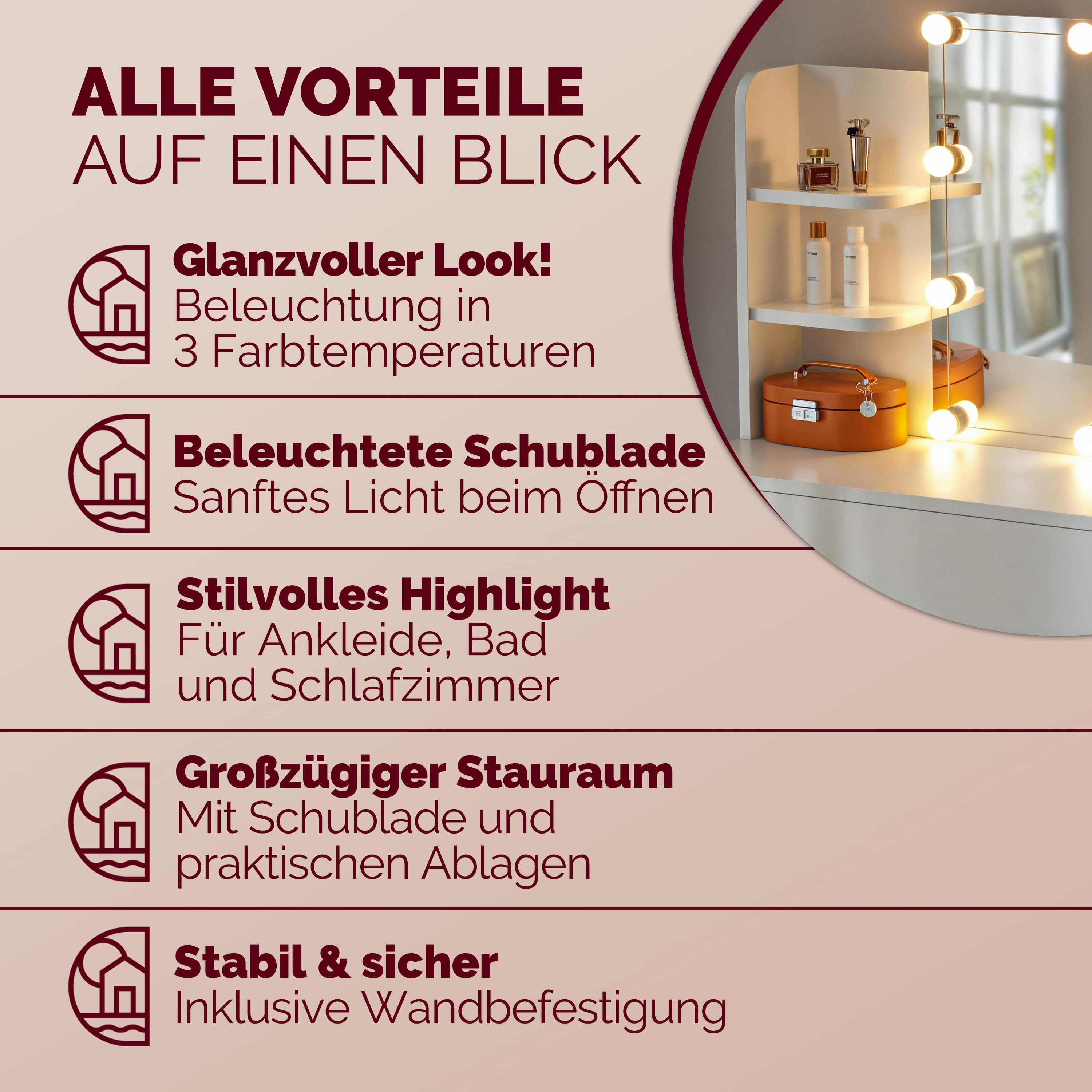 Make\u002Dup\u0020Tafel\u0020Lucia\u0020Wit\u0020140x110x40cm\u0020LED