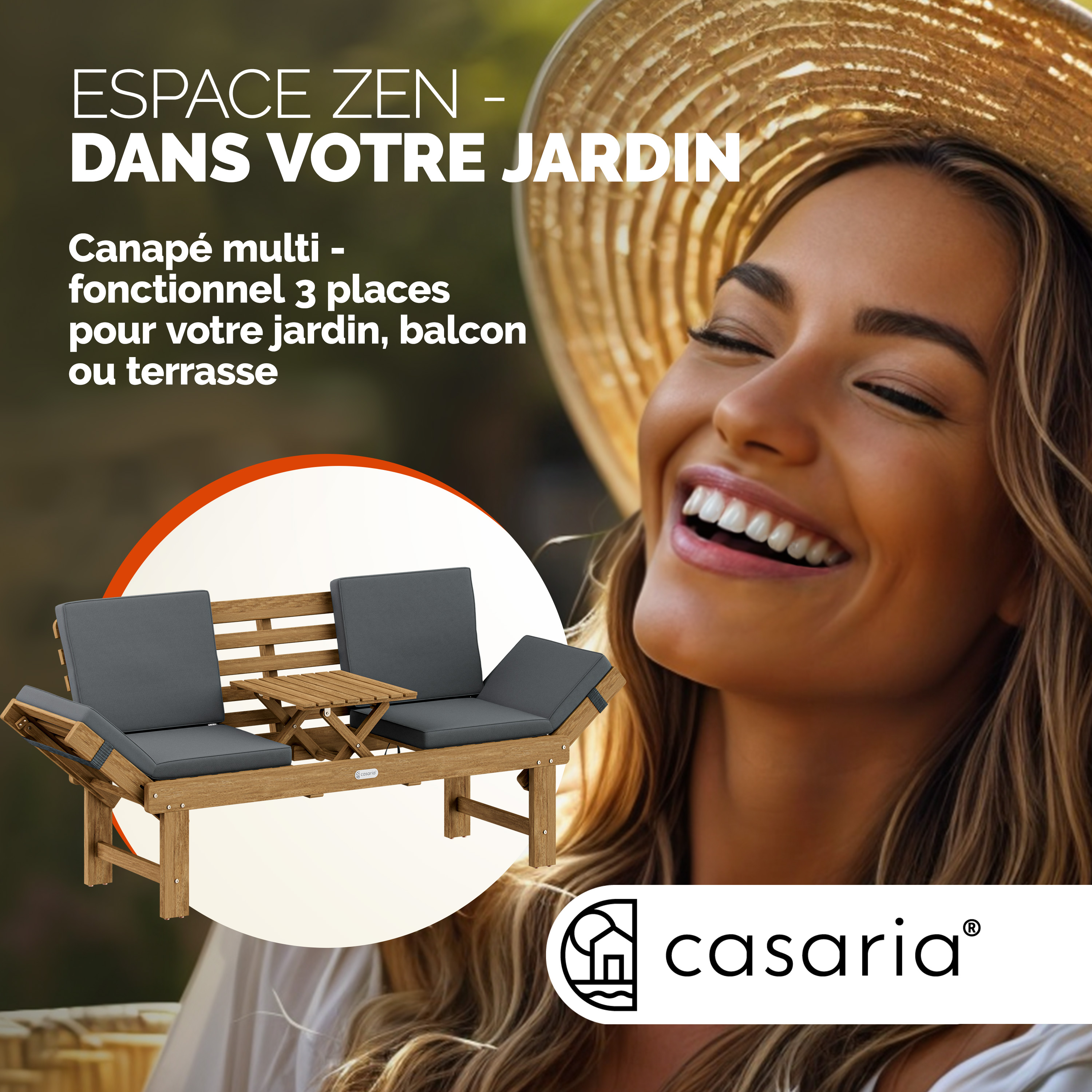 Tuinbank\u0020200x45x76cm\u0020acaciahout\u0020FSC\u00AE\u002Dgecertificeerd\u0020converteerbaar