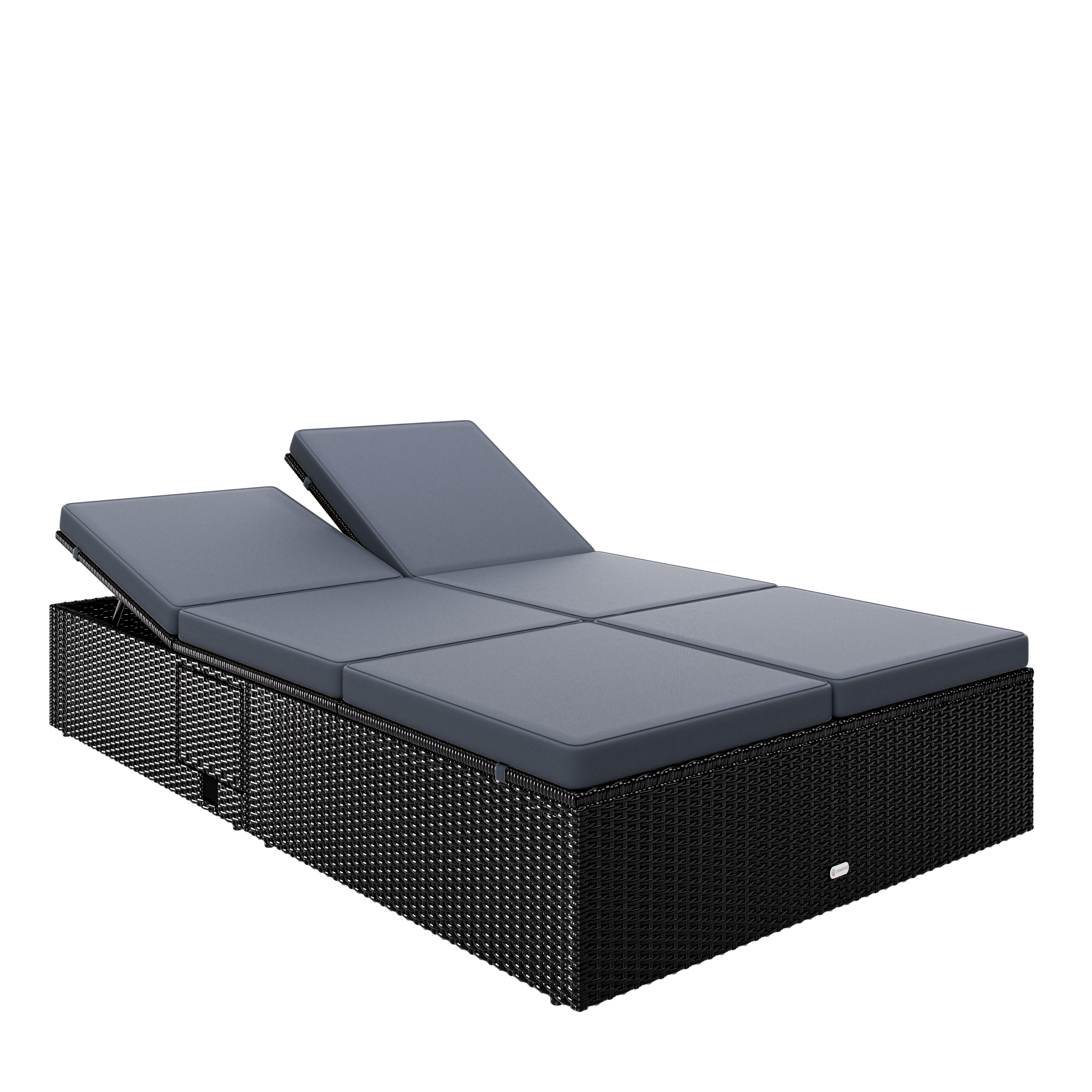 Polyrotan\u0020ligbed\u0020Zwart\u002FAntraciet\u0020200x115x33cm