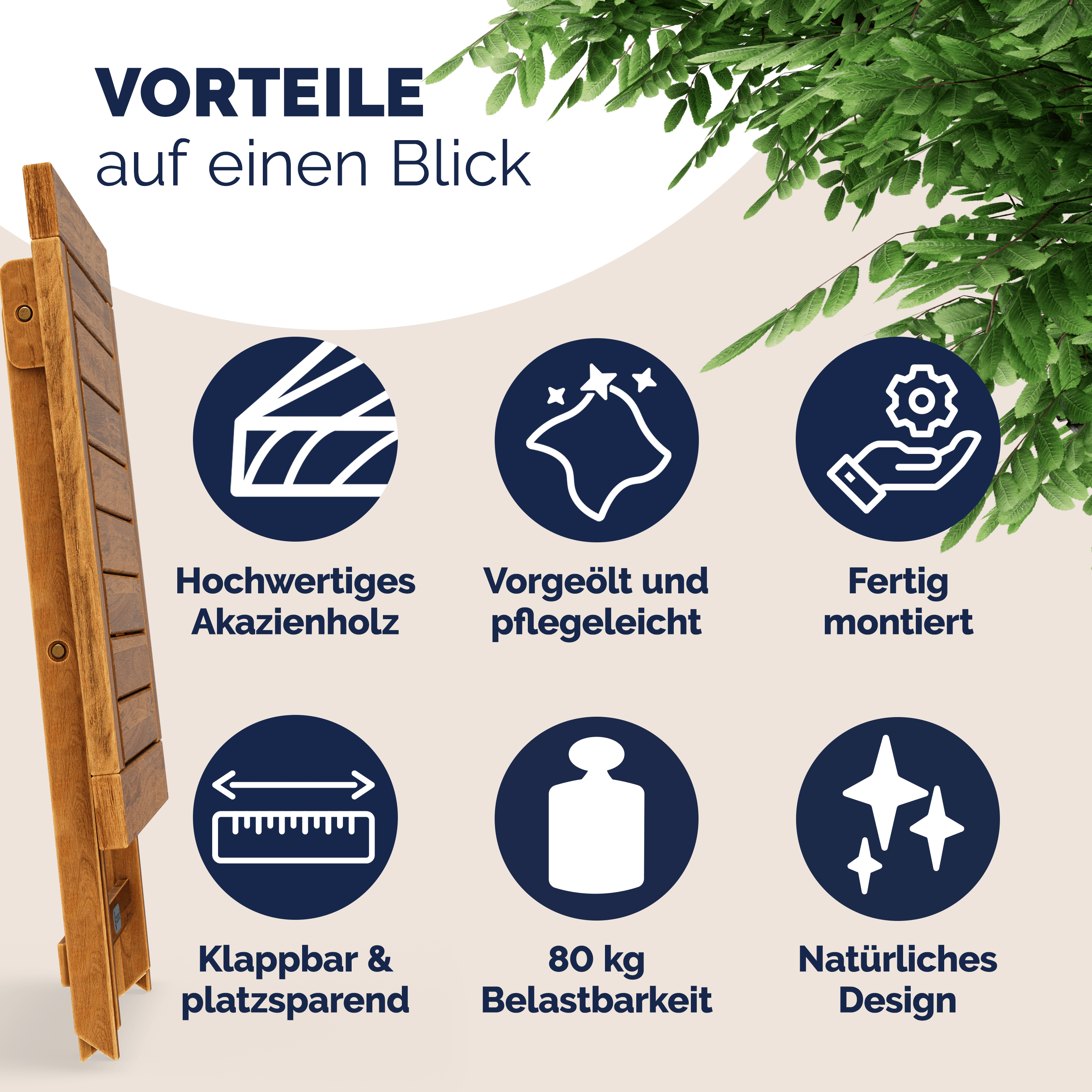 Bijzettafel\u0020Acaciahout\u002046x46cm\u0020Inklapbaar
