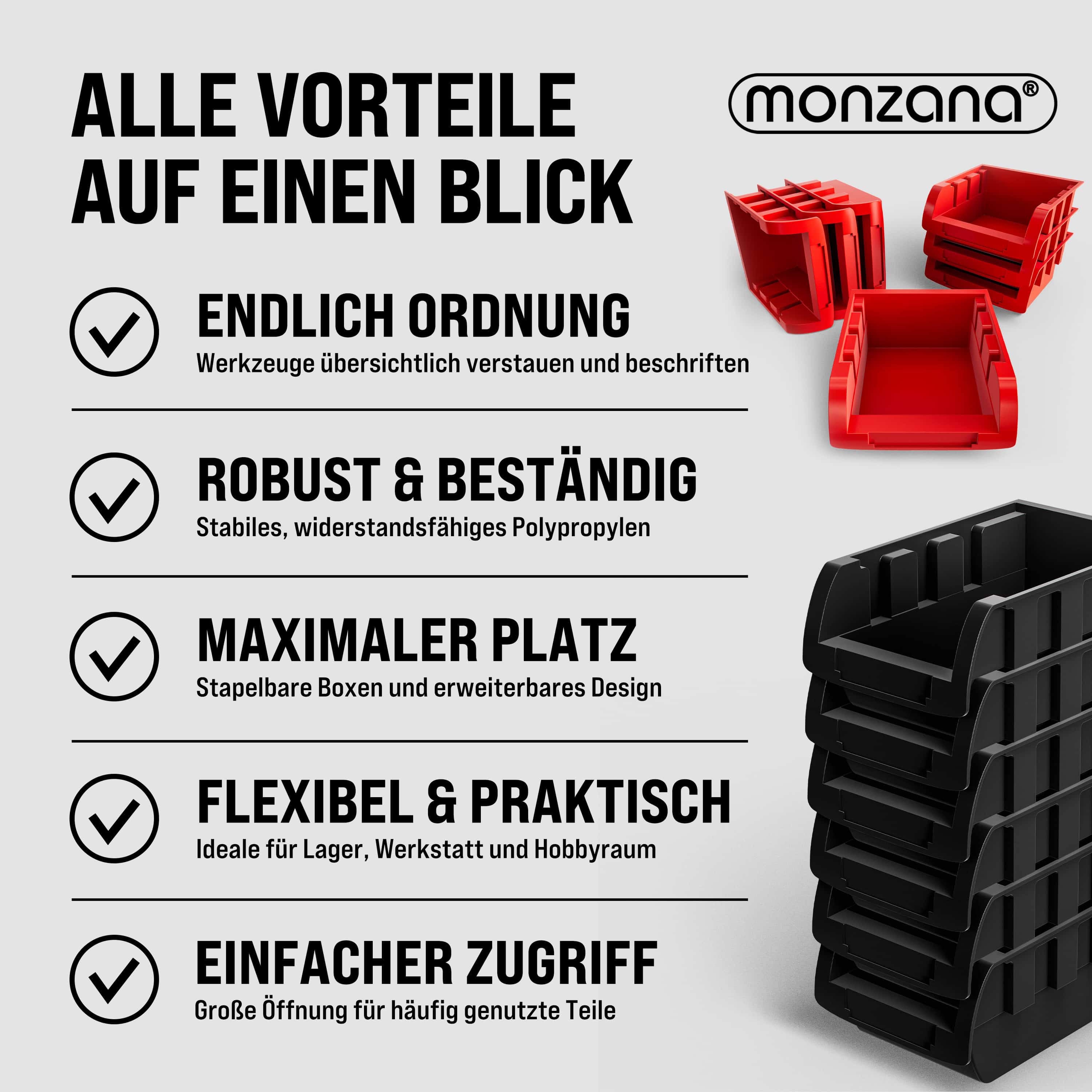 Gereedschapswand\u002032\u002Ddelig\u0020Zwart\u0020Rood\u0020Kunststof\u0020Opbergbox