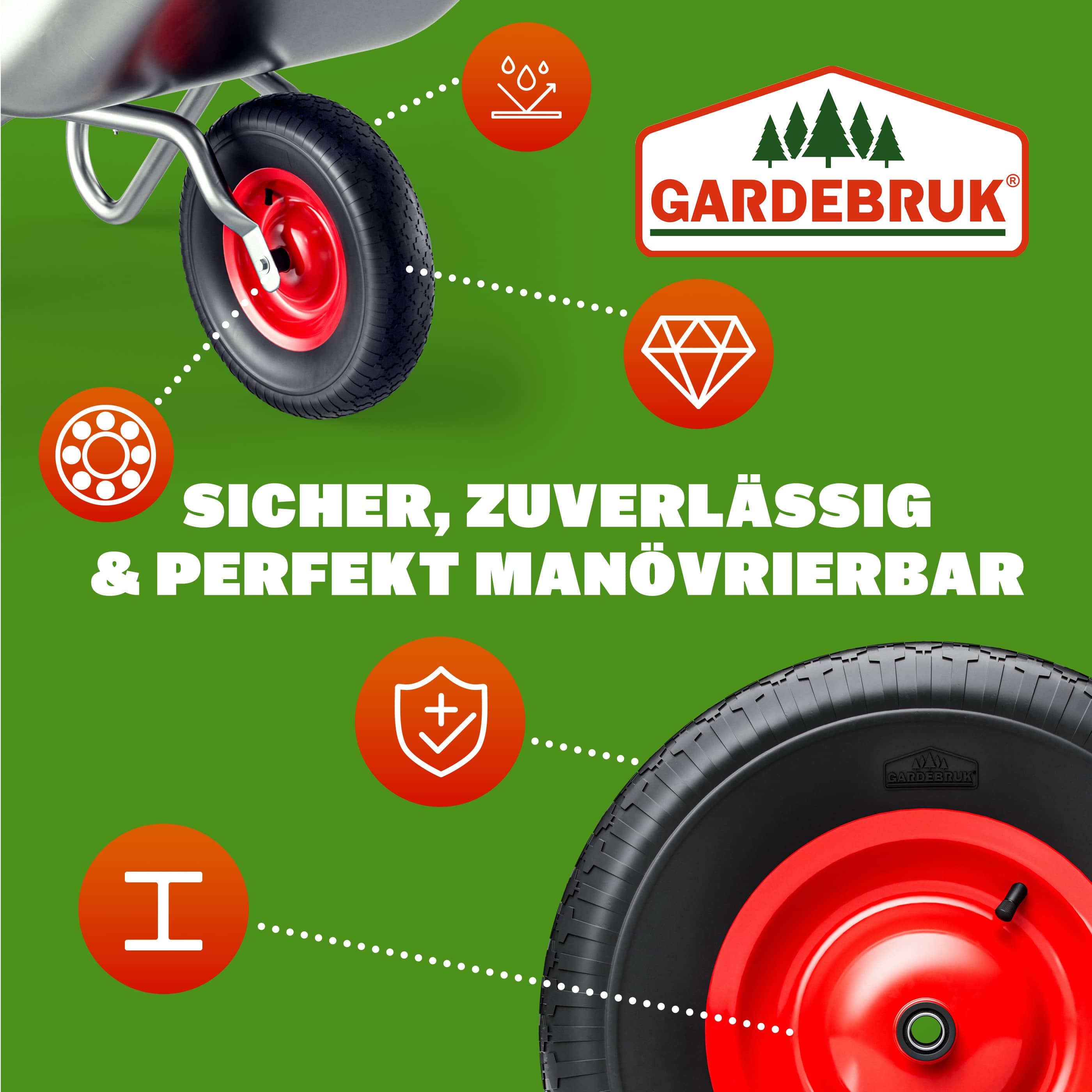 Kruiwagenwiel\u0020Zwart\u0020Rood\u0020Staal\u002095mm\u0020200kg