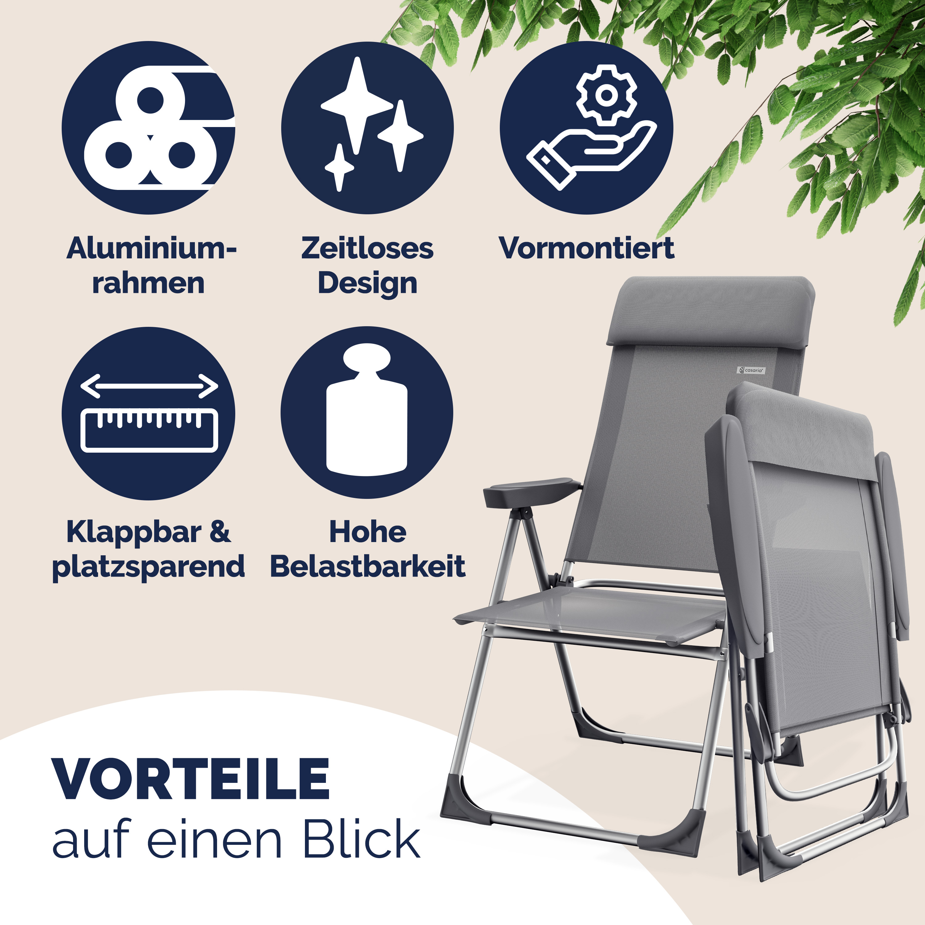 Tuinstoel\u00202\u0020stuks\u0020Grijs\u0020Aluminium\u0020Inklapbaar Tuinstoel\u00202\u0020stuks\u0020Grijs\u0020Aluminium\u0020Inklapbaar