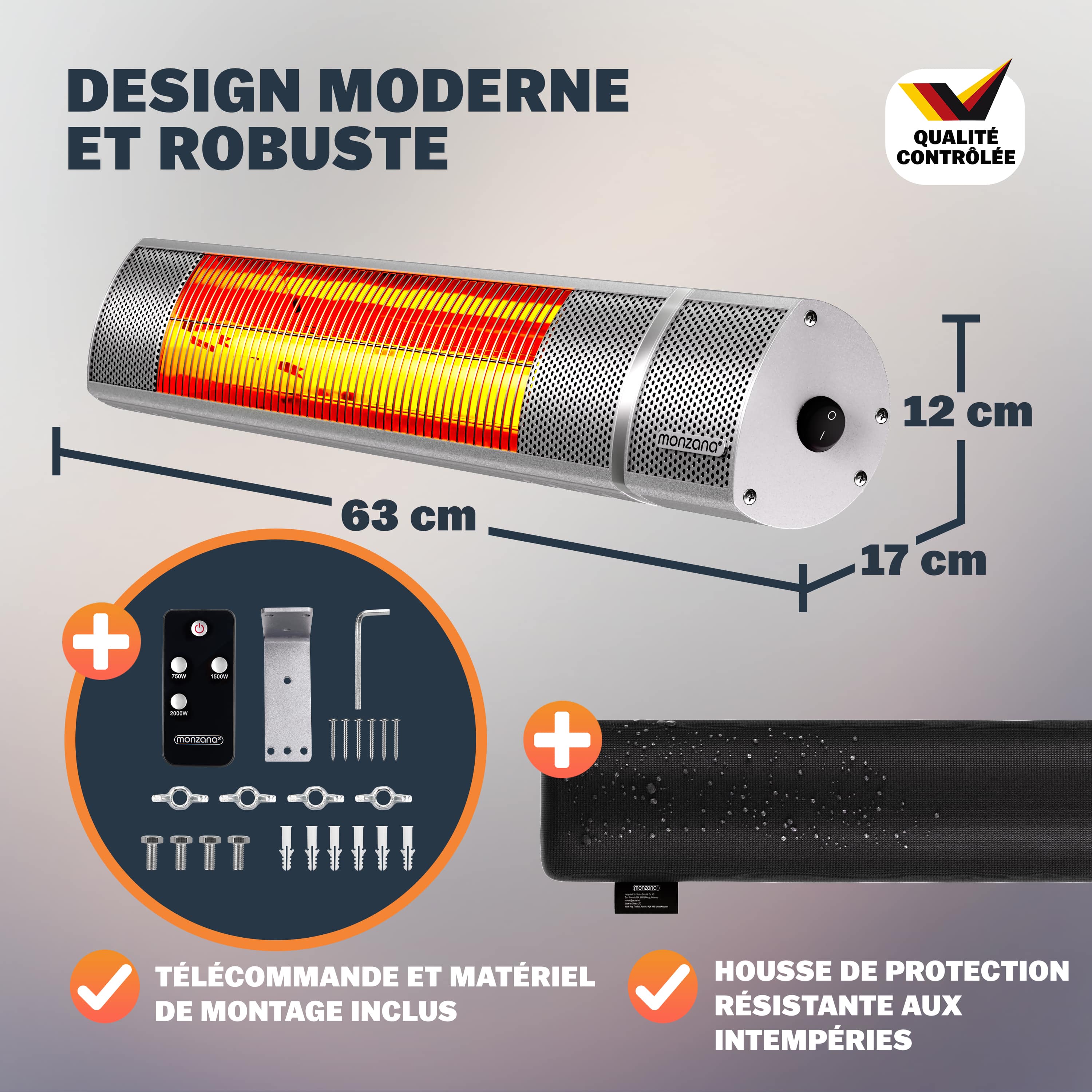 Terrasverwarmer\u0020MZH2000\u0020Zilver\u00202000W