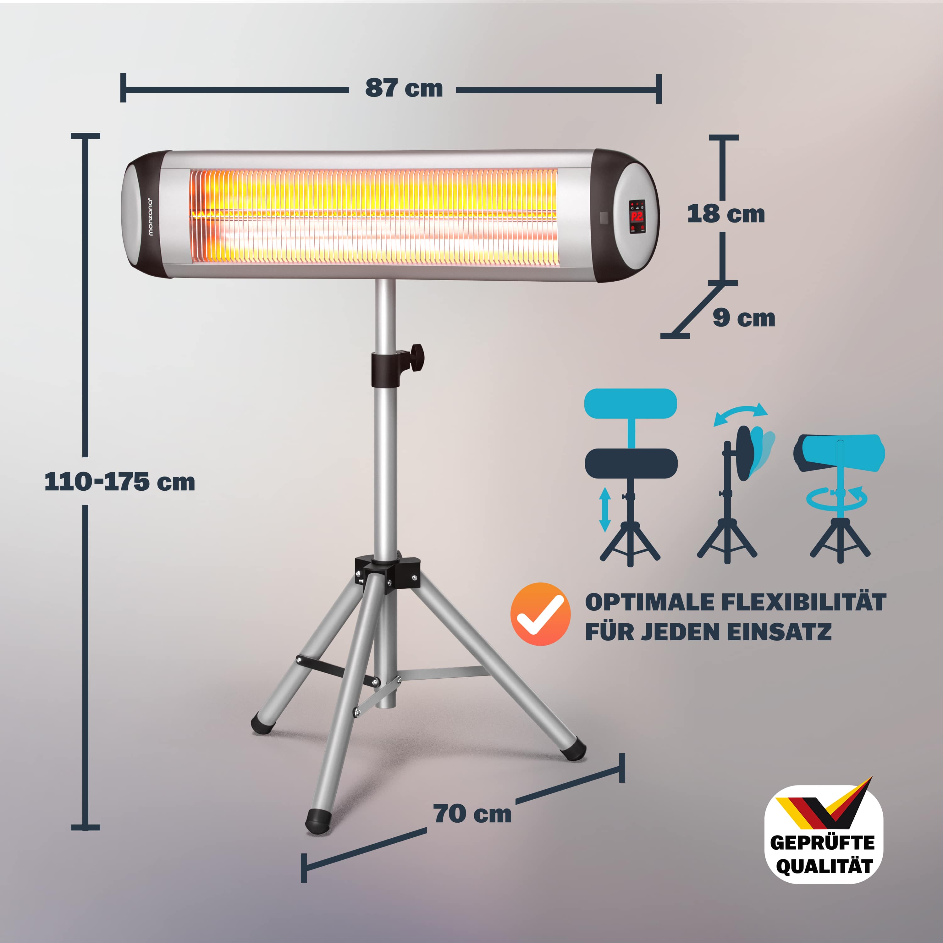 Terrasverwarmer\u0020MZH5000\u0020Zilver\u00202500W\u0020met\u0020Standaard Terrasverwarmer\u0020MZH5000\u0020Zilver\u00202500W\u0020met\u0020Standaard