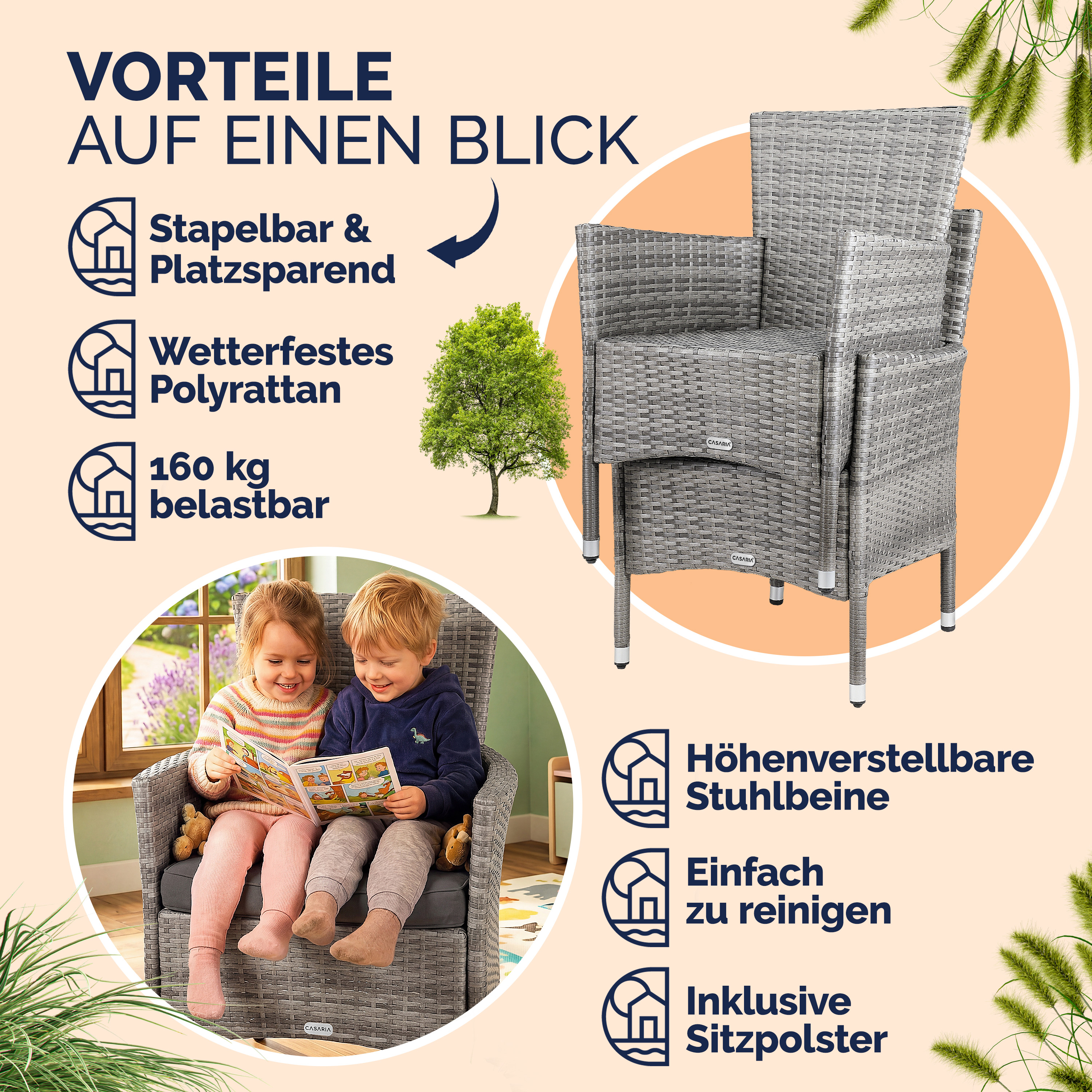 Polyrotan\u0020Tuinstoelen\u00202\u0020Stuks\u0020Grijs\u0020stapelbaar
